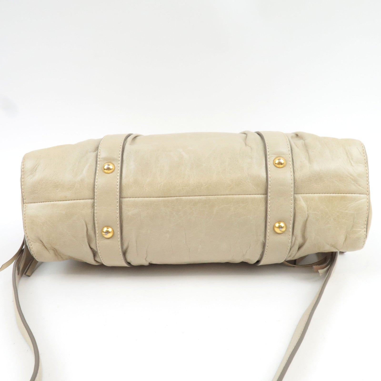 MIU MIU 2Way Handbag Leather Beige *Dust bag