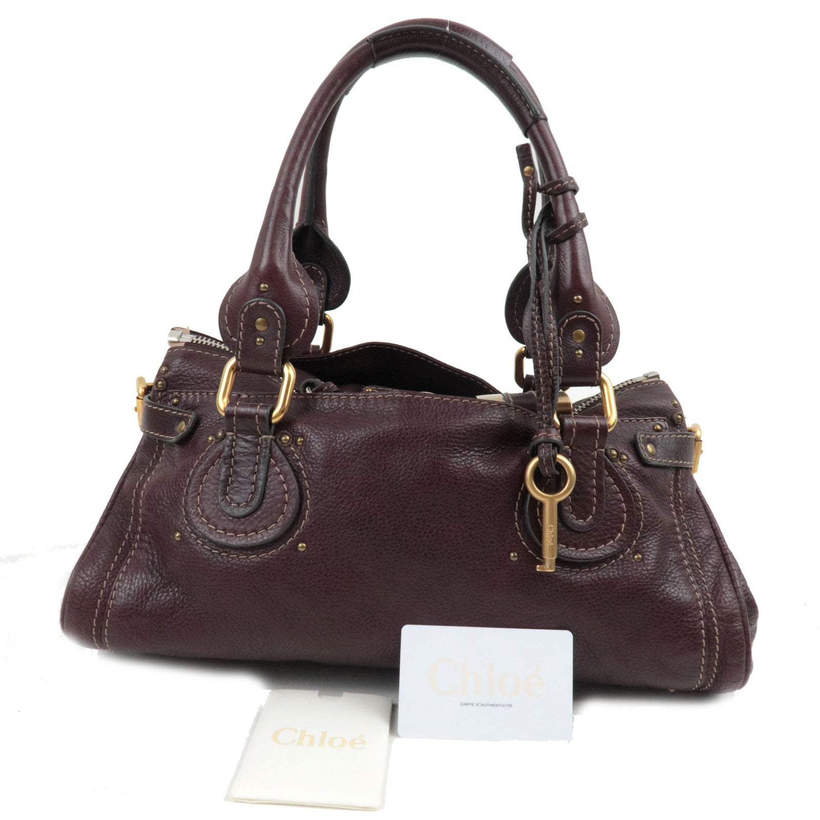 Chloe Paddington Handbag Leather Maroon *Key Lock, G card