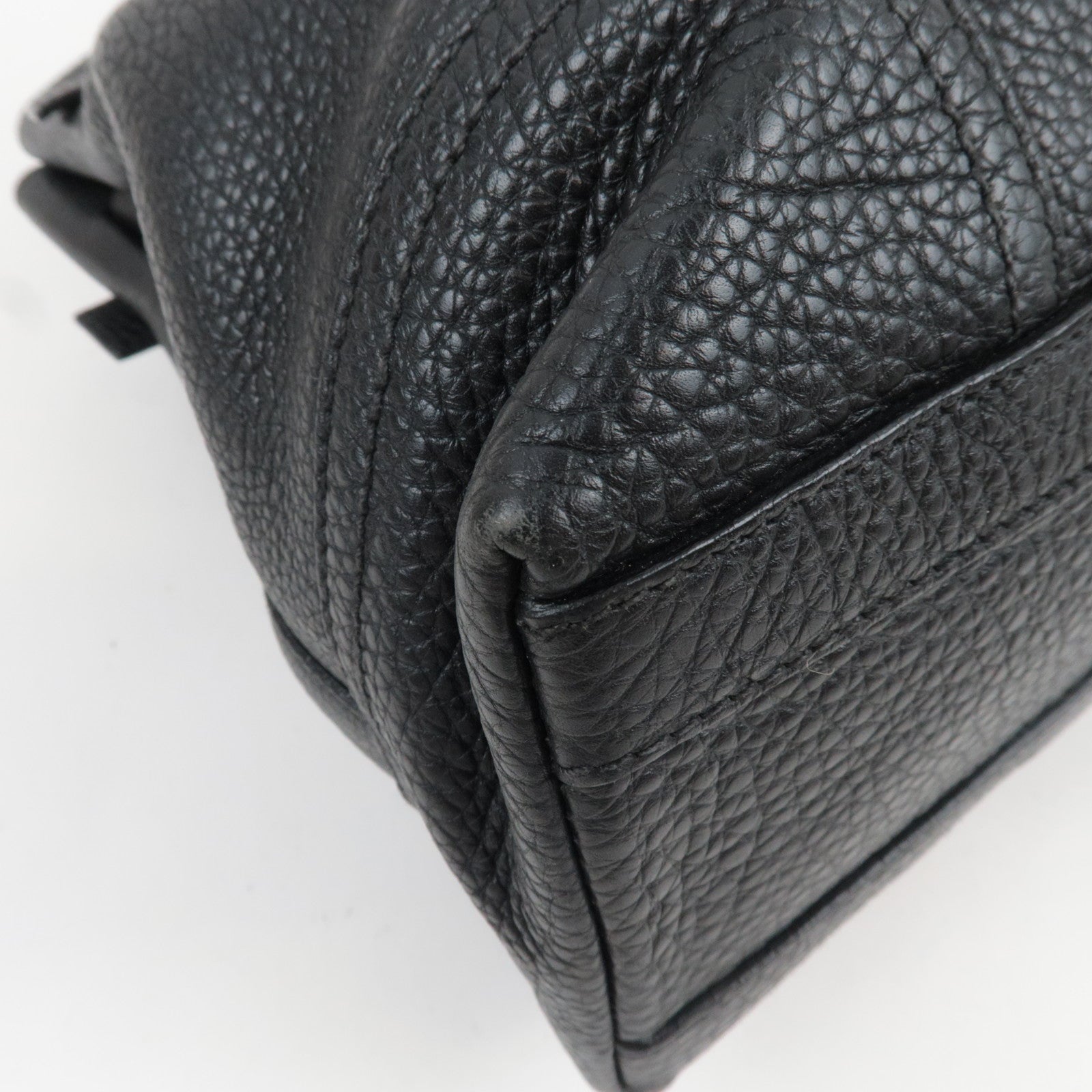 PRADA Logo Tote Bag Leather Black *Dust bag