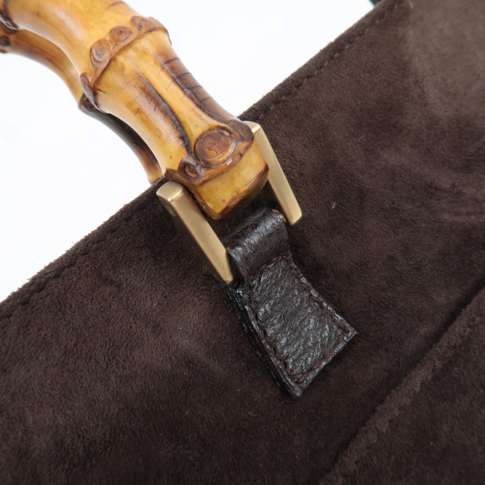 GUCCI Bamboo 2Way Handbag Suede Brown 001.2855.1875.0 *Dust bag, Strap