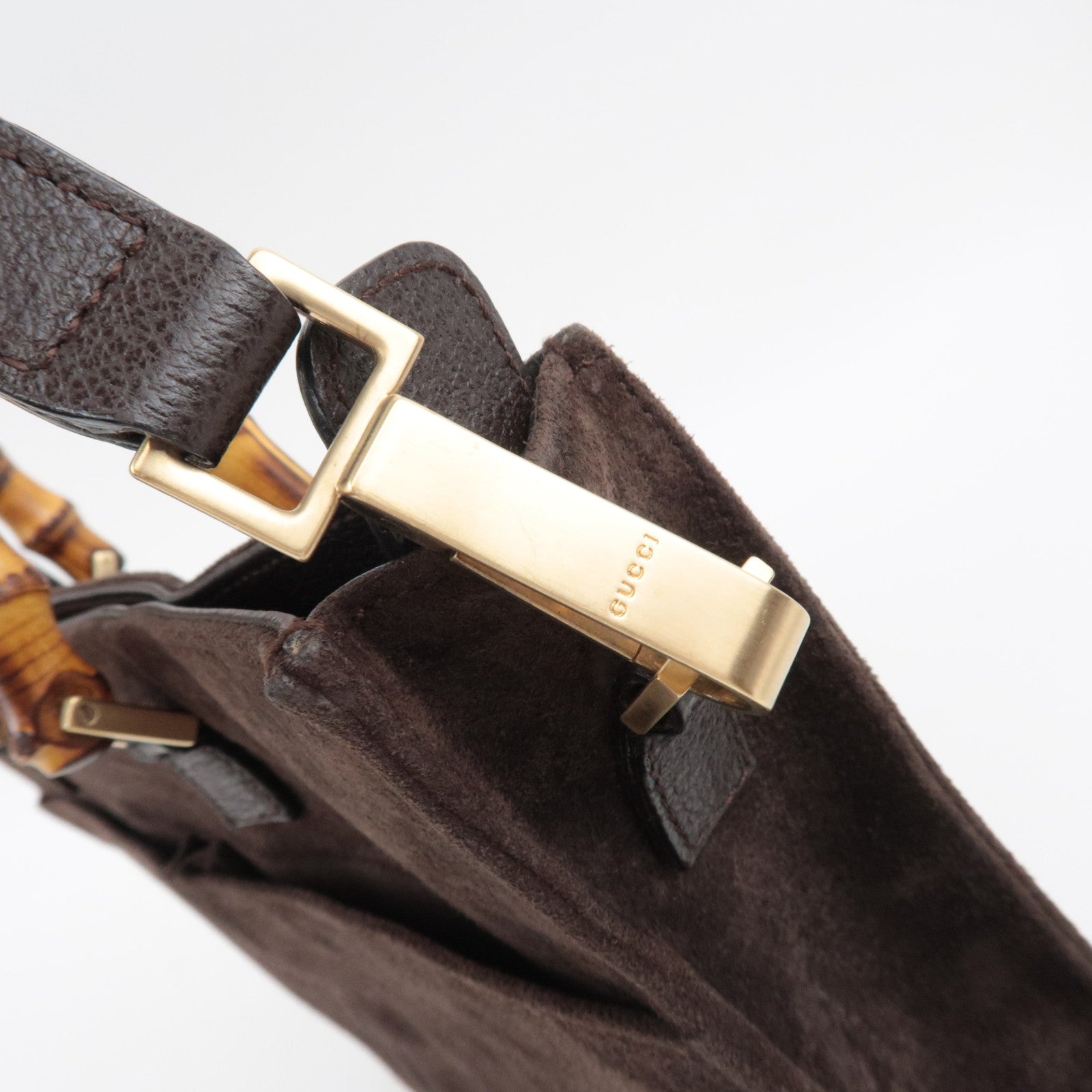 GUCCI Bamboo 2Way Handbag Suede Brown 001.2855.1875.0 *Dust bag, Strap