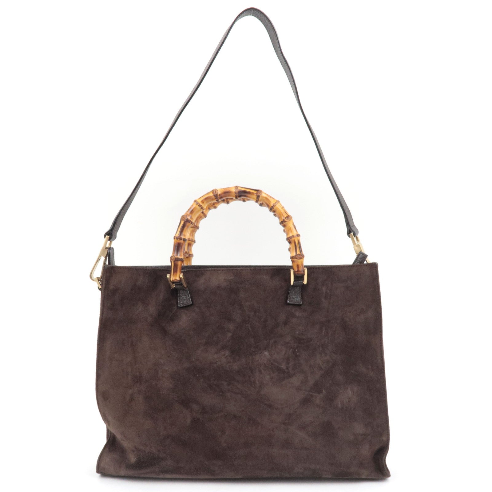 GUCCI Bamboo 2Way Handbag Suede Brown 001.2855.1875.0 *Dust bag, Strap