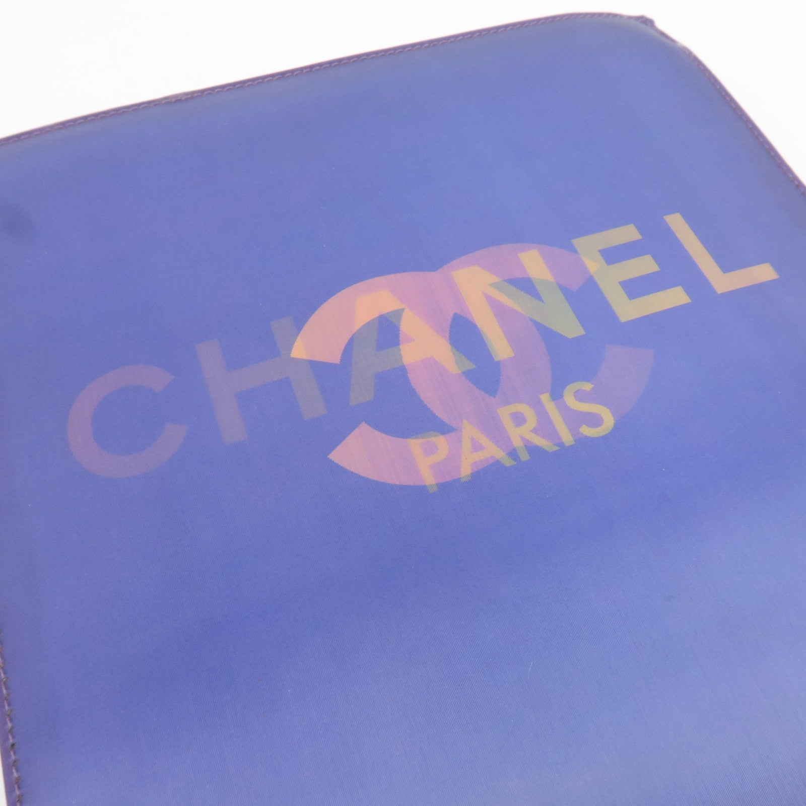 CHANEL Hologram Coco Mark Chain Shoulder Bag Purple Silver HDW 6151598 *G card