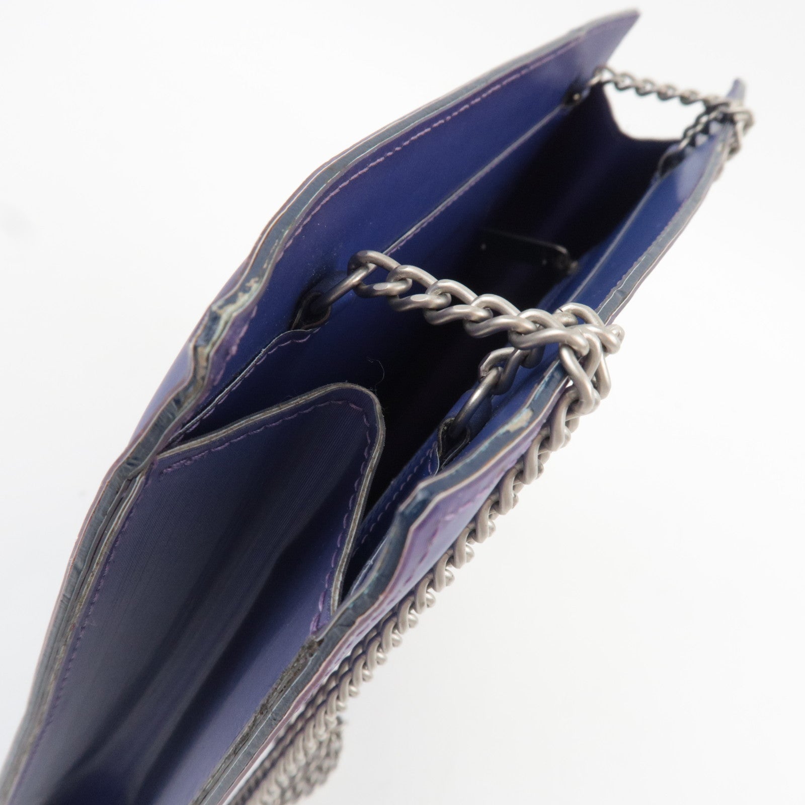 CHANEL Hologram Coco Mark Chain Shoulder Bag Purple Silver HDW 6151598 *G card