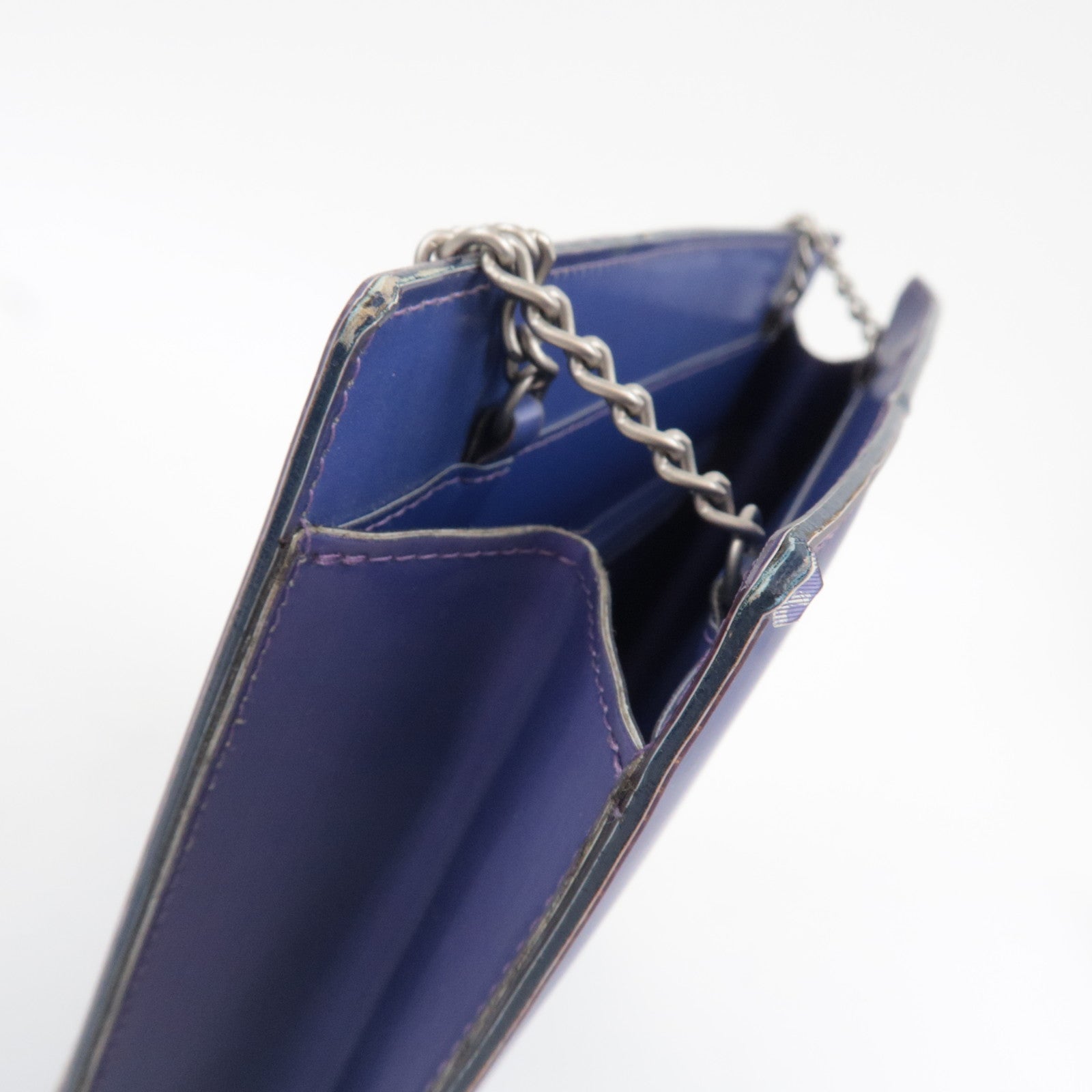 CHANEL Hologram Coco Mark Chain Shoulder Bag Purple Silver HDW 6151598 *G card