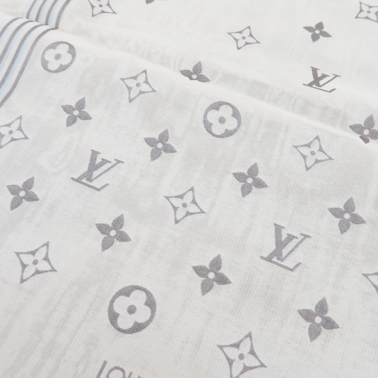 Louis Vuitton Scarf 100% Silk Beige Silver *Box