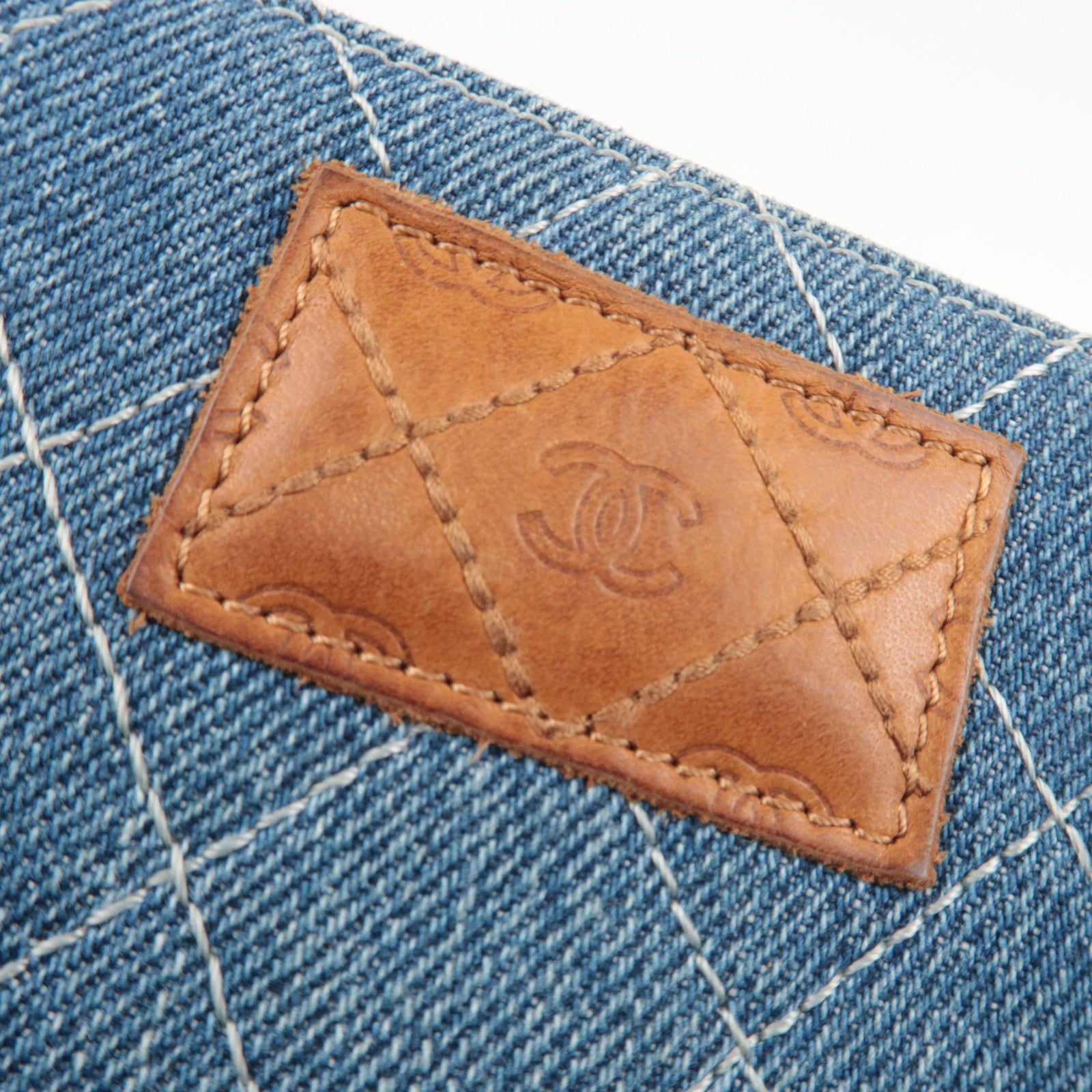 CHANEL Matelasse Round Zipper Long Wallet Denim Blue 27616023 *G card