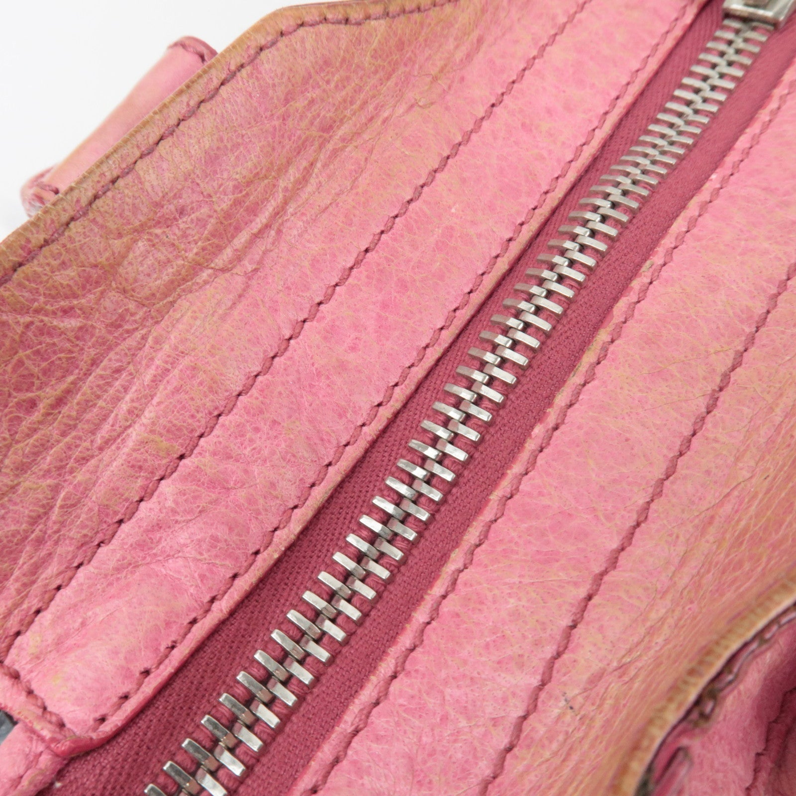 BALENCIAGA The Giant Part Time 2Way Handbag Leather Pink Silver HDW 173082 *Strap