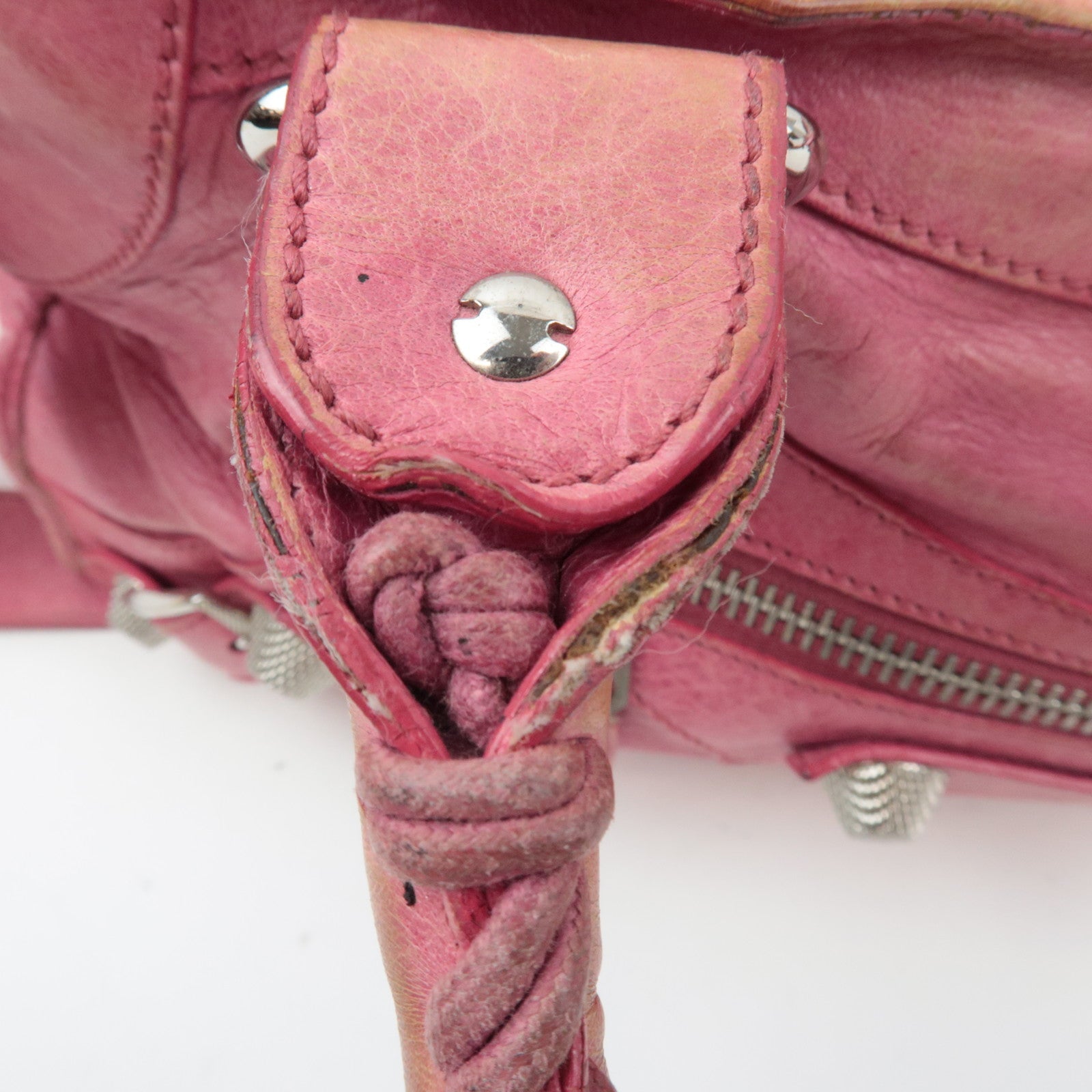 BALENCIAGA The Giant Part Time 2Way Handbag Leather Pink Silver HDW 173082 *Strap