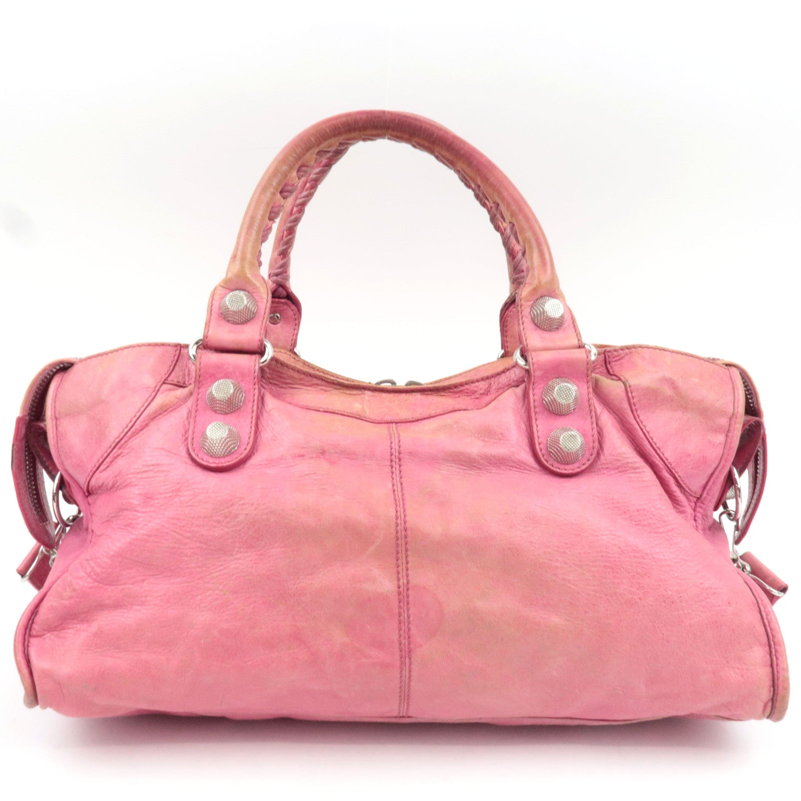 BALENCIAGA The Giant Part Time 2Way Handbag Leather Pink Silver HDW 173082 *Strap