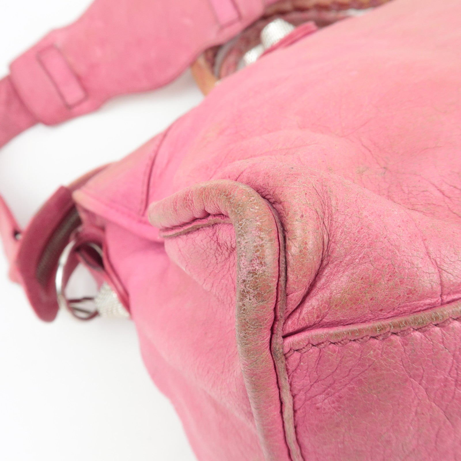 BALENCIAGA The Giant Part Time 2Way Handbag Leather Pink Silver HDW 173082 *Strap