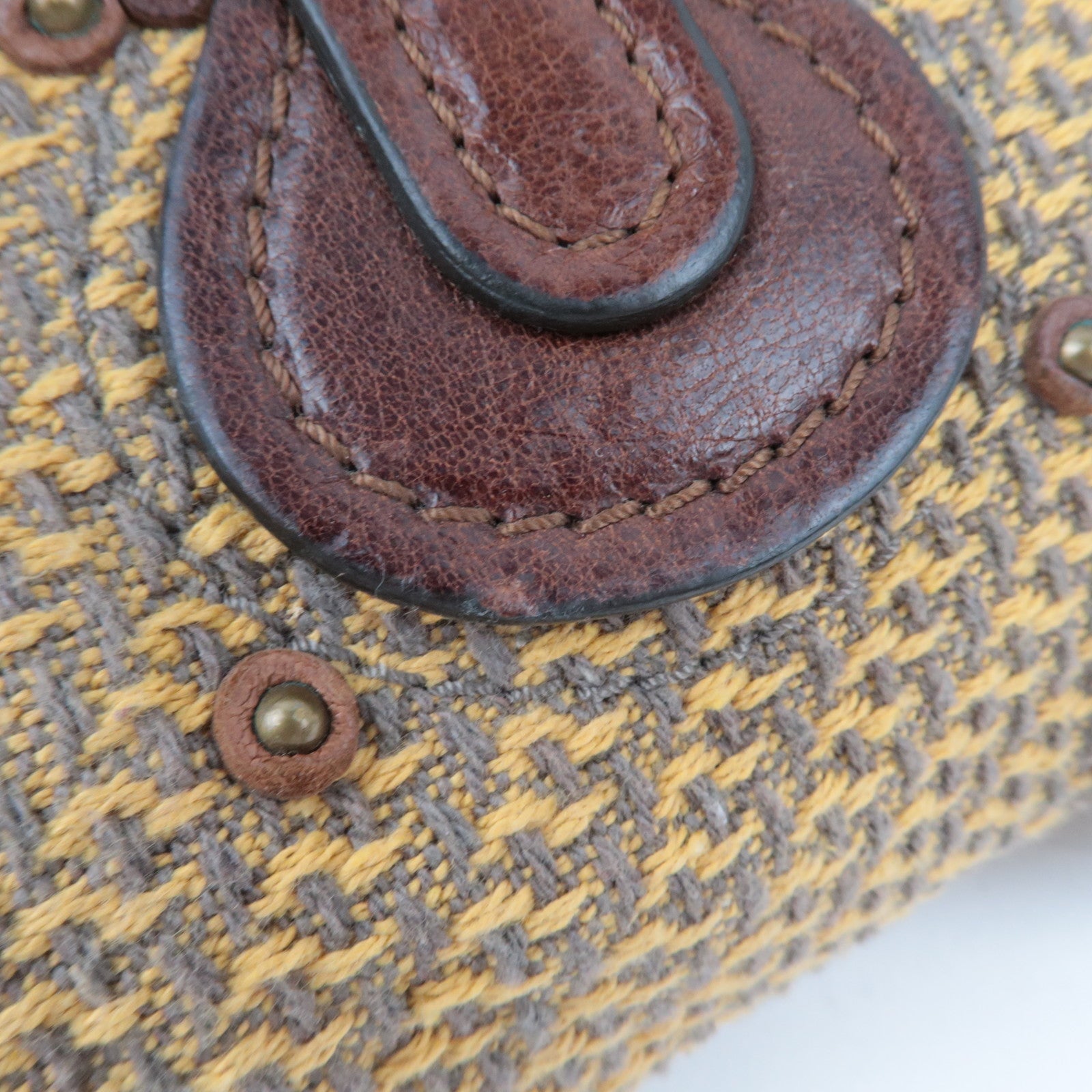 Chloe Paddington Handbag Canvas Leather Beige Gray Brown *Key Lock