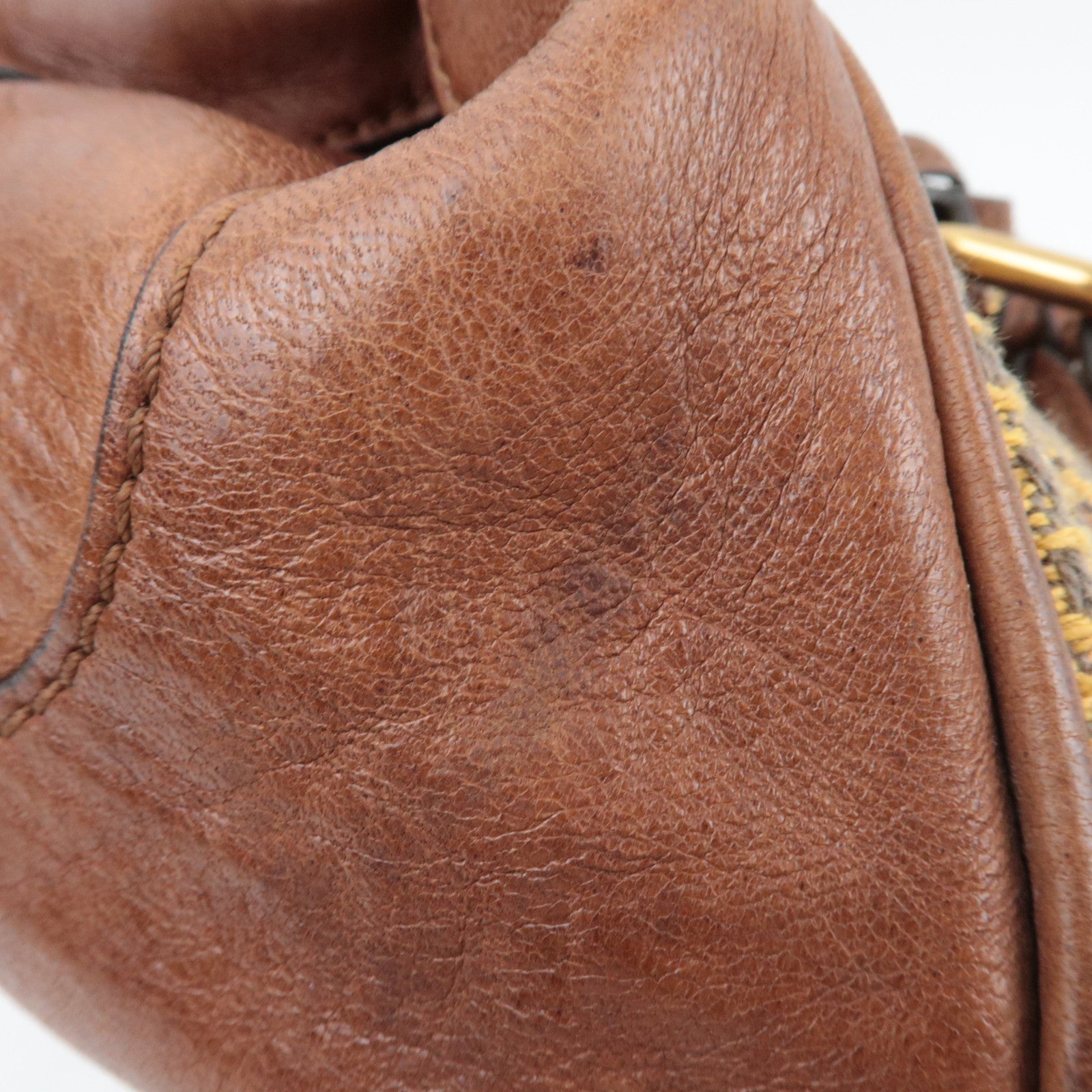 Chloe Paddington Handbag Canvas Leather Beige Gray Brown *Key Lock