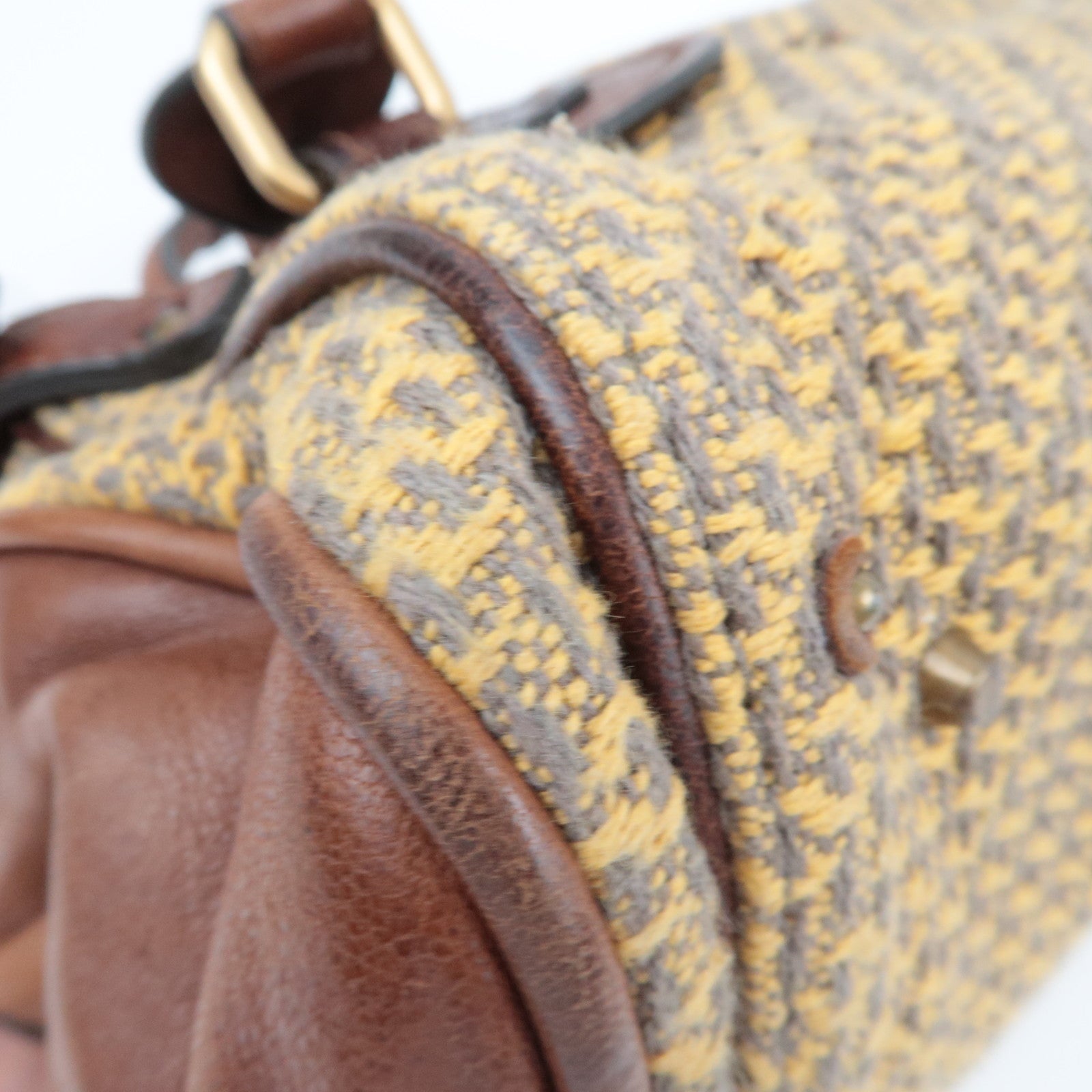 Chloe Paddington Handbag Canvas Leather Beige Gray Brown *Key Lock