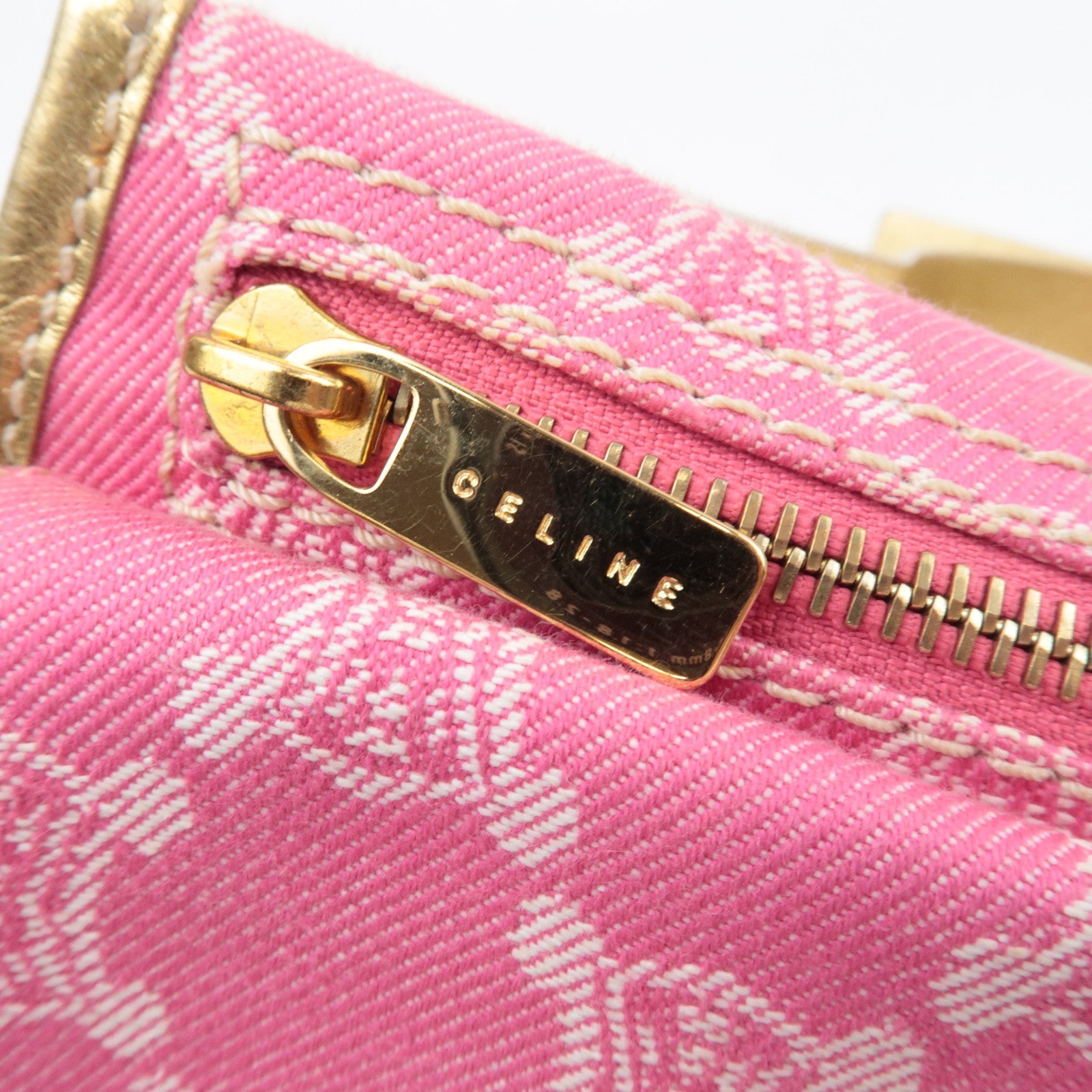 CELINE Paris Macadam Body Bag Canvas Leather Pink Gold *Dust bag