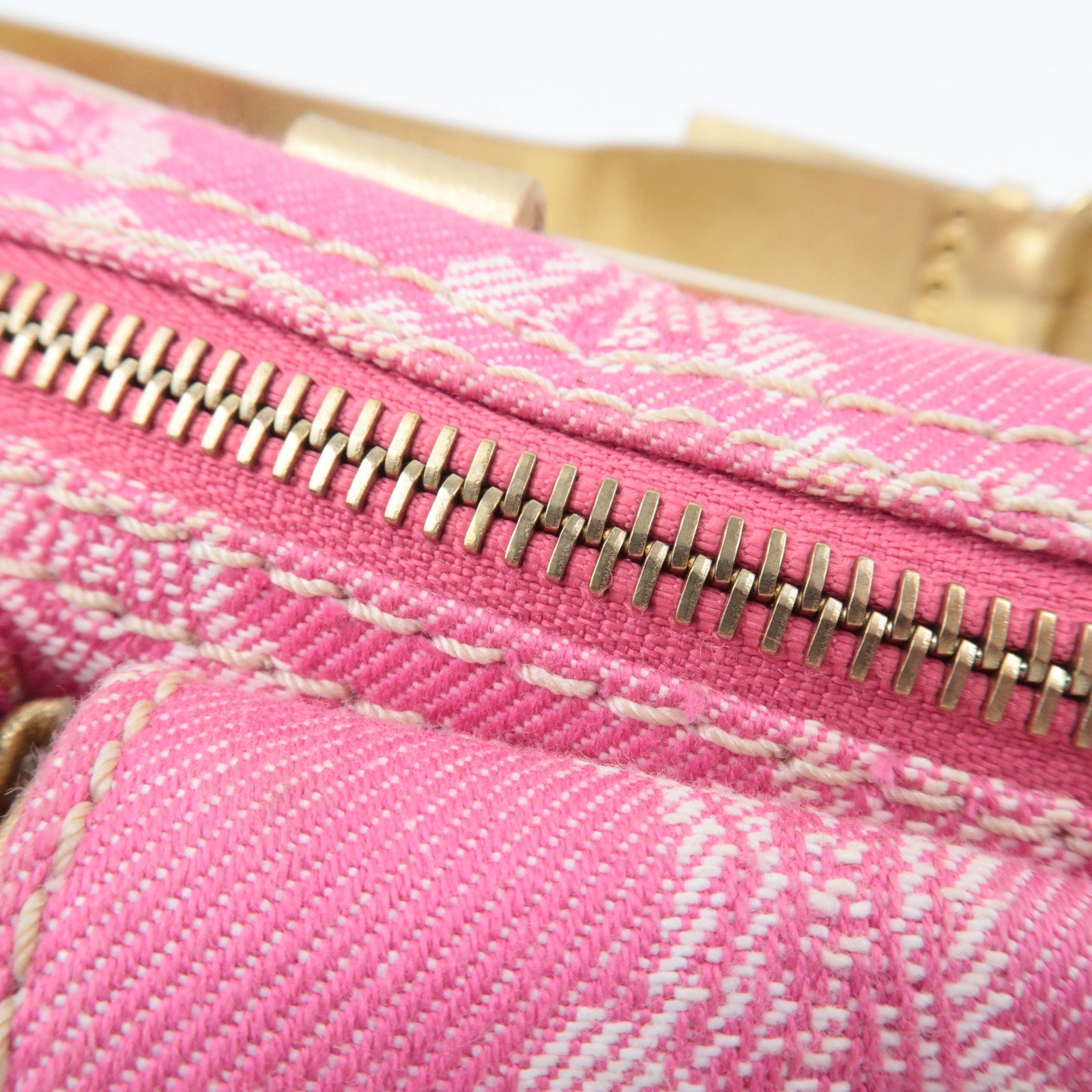 CELINE Paris Macadam Body Bag Canvas Leather Pink Gold *Dust bag