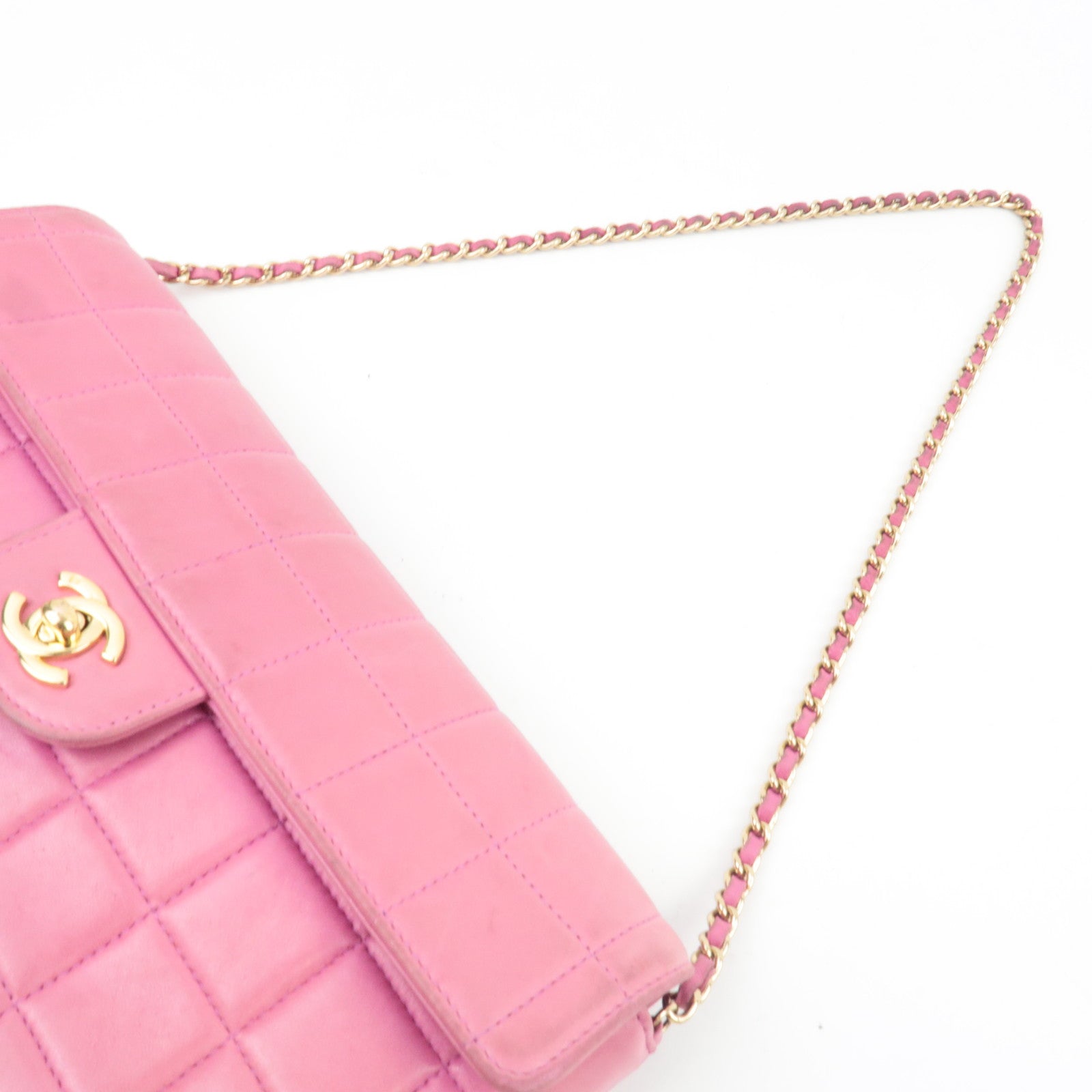 CHANEL Chocolate Bar Chain Shoulder Bag Lambskin Pink Gold HDW 7103887