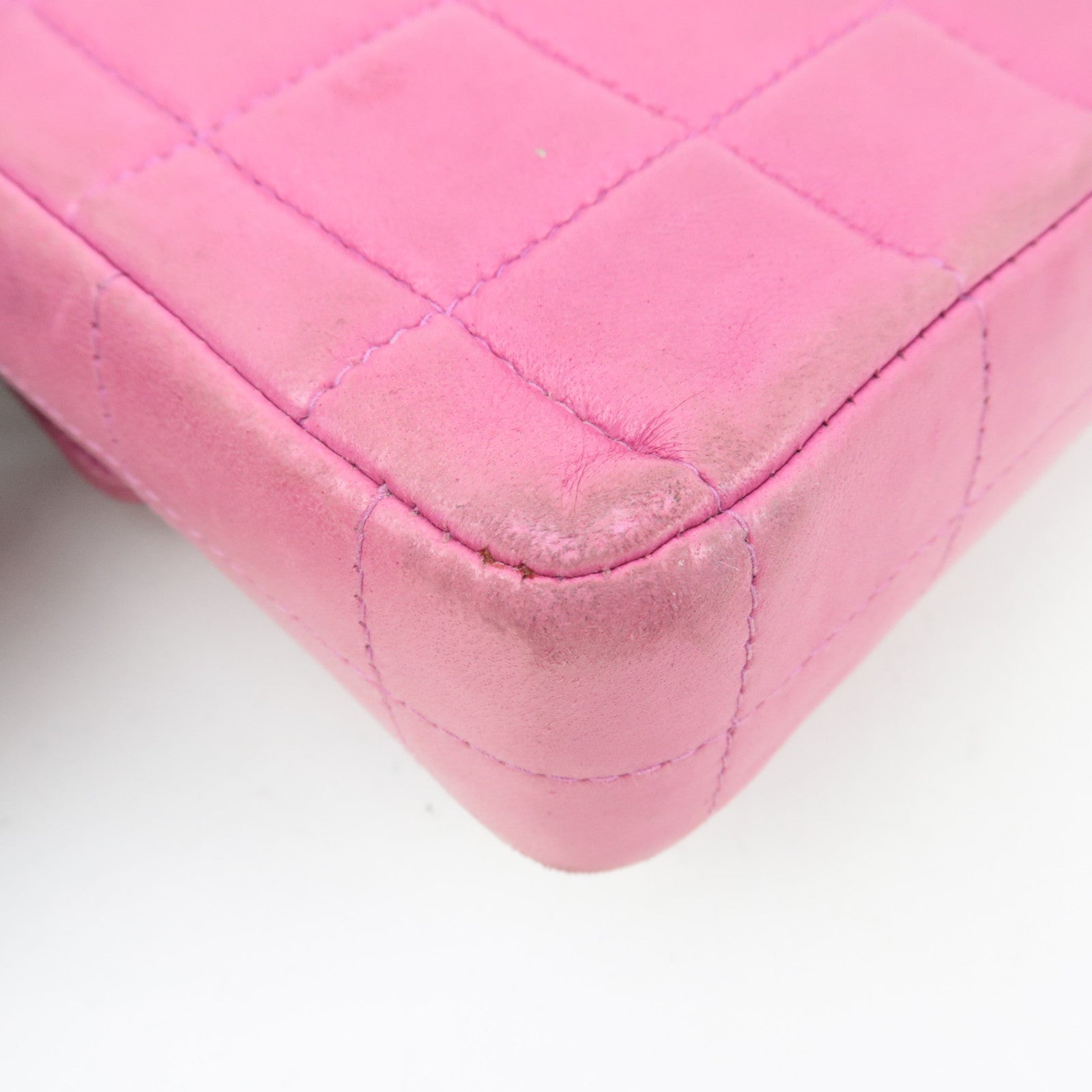 CHANEL Chocolate Bar Chain Shoulder Bag Lambskin Pink Gold HDW 7103887