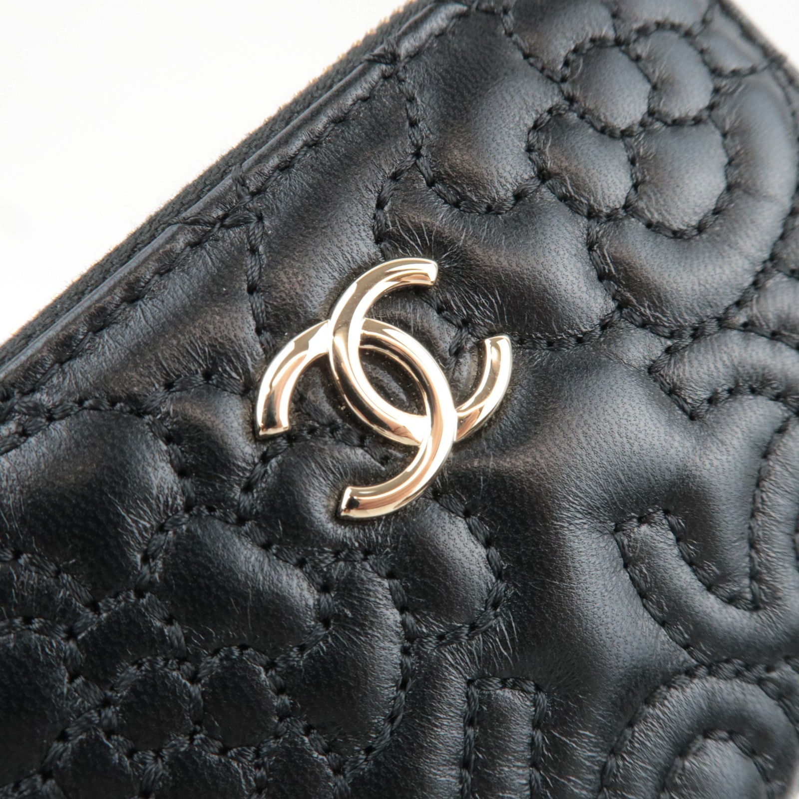 CHANEL Camellia Coin Purse Lambskin Black 26241996 *Box, Dust bag, G card