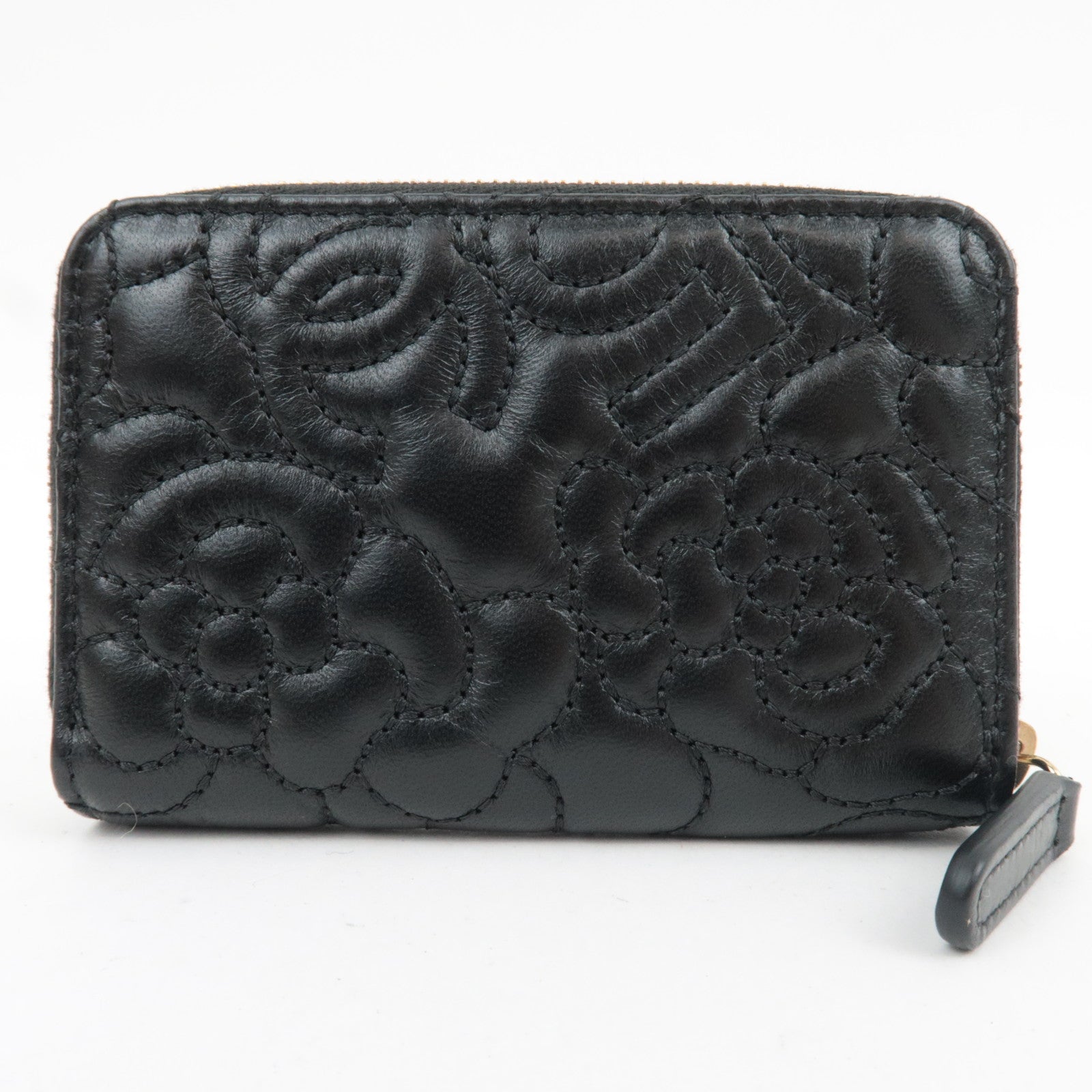 CHANEL Camellia Coin Purse Lambskin Black 26241996 *Box, Dust bag, G card