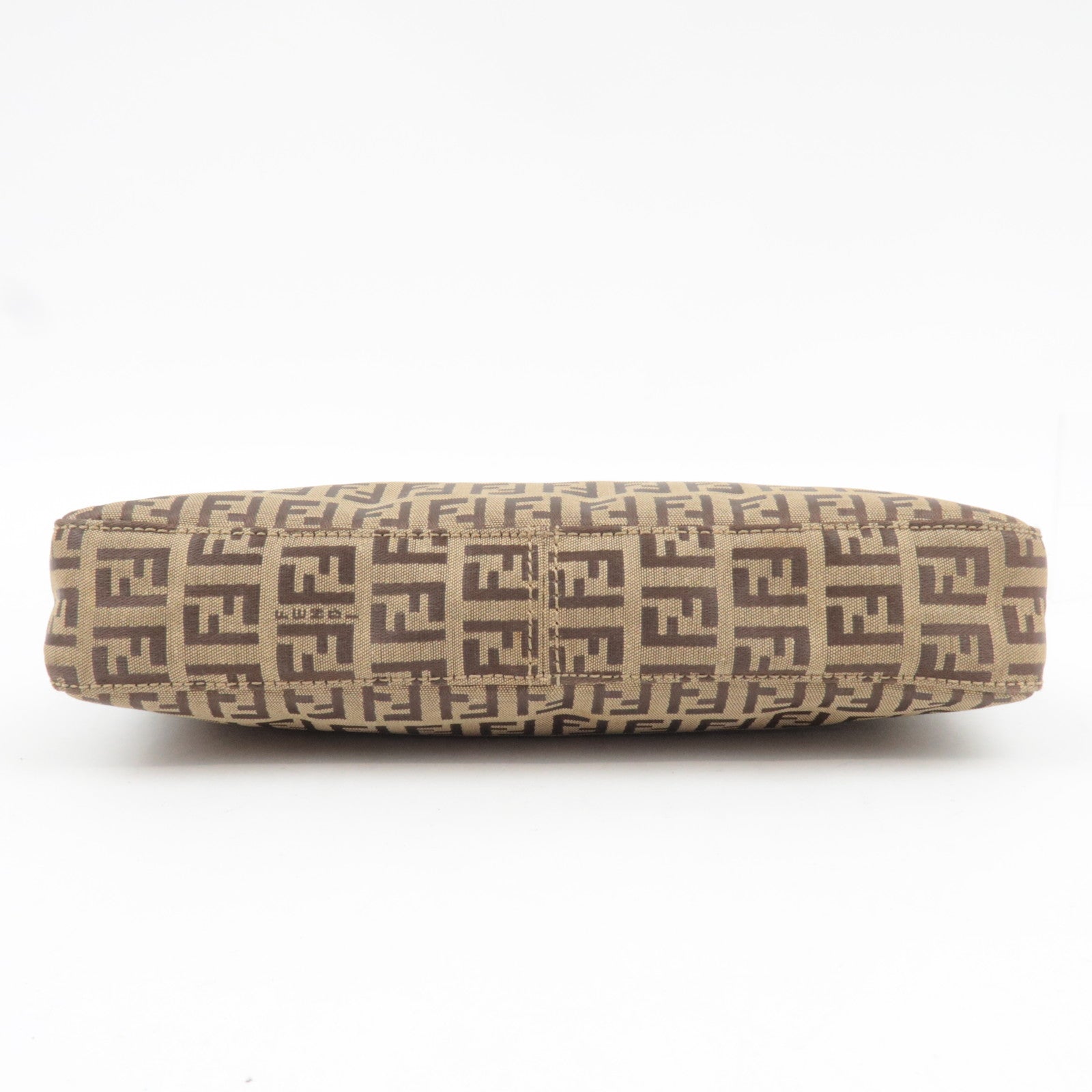 FENDI Zucchino Shoulder Bag Canvas Leather Beige Brown 8BR042