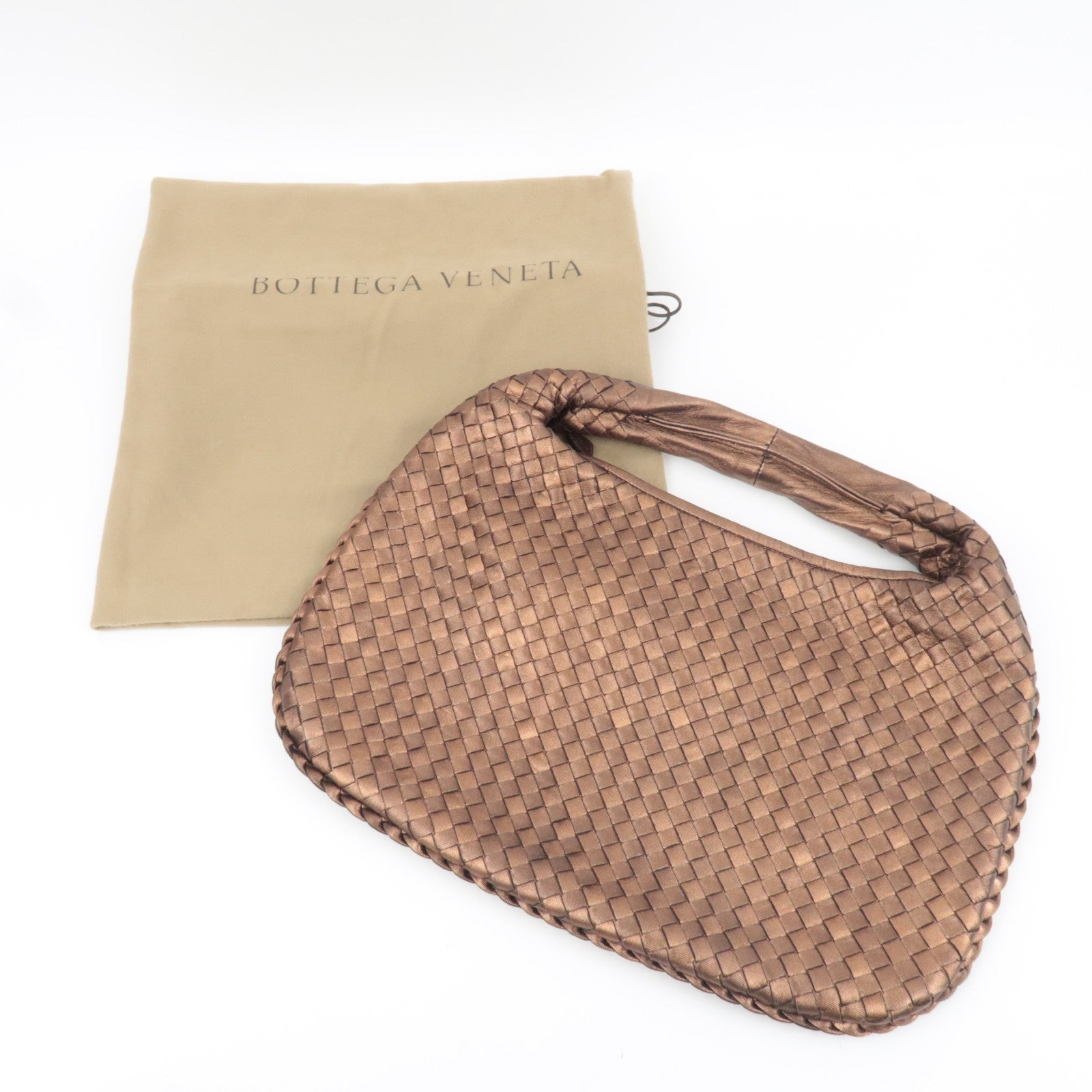 BOTTEGA VENETA Intrecciato Hobo One Shoulder Bag Leather Bronze 115653 *Dust bag