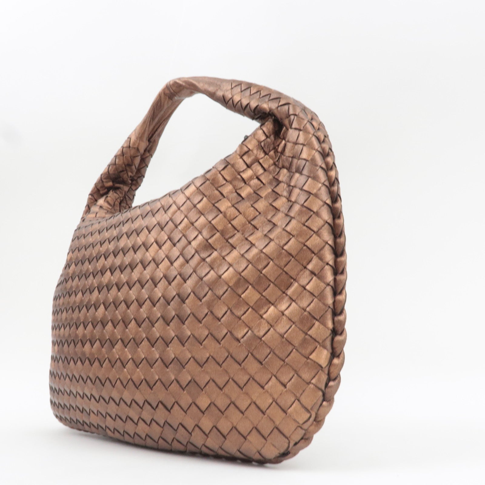 BOTTEGA VENETA Intrecciato Hobo One Shoulder Bag Leather Bronze 115653 *Dust bag