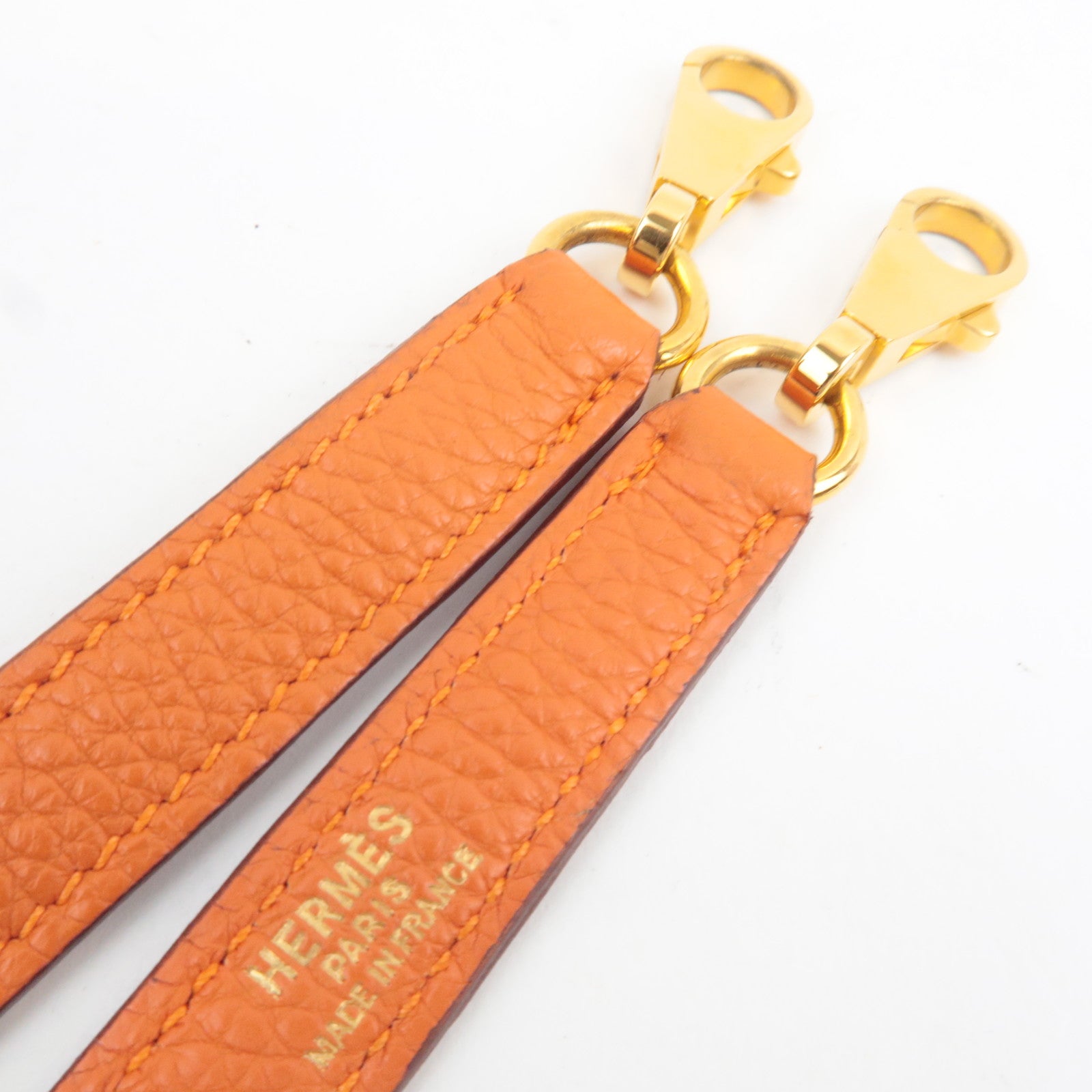 HERMES Kelly 32 Handbag H Stamp (2004) Taurillon Clemence Orange Gold HDW *Box, Dust bag, Strap, Key Lock, Clochette, Rain cover