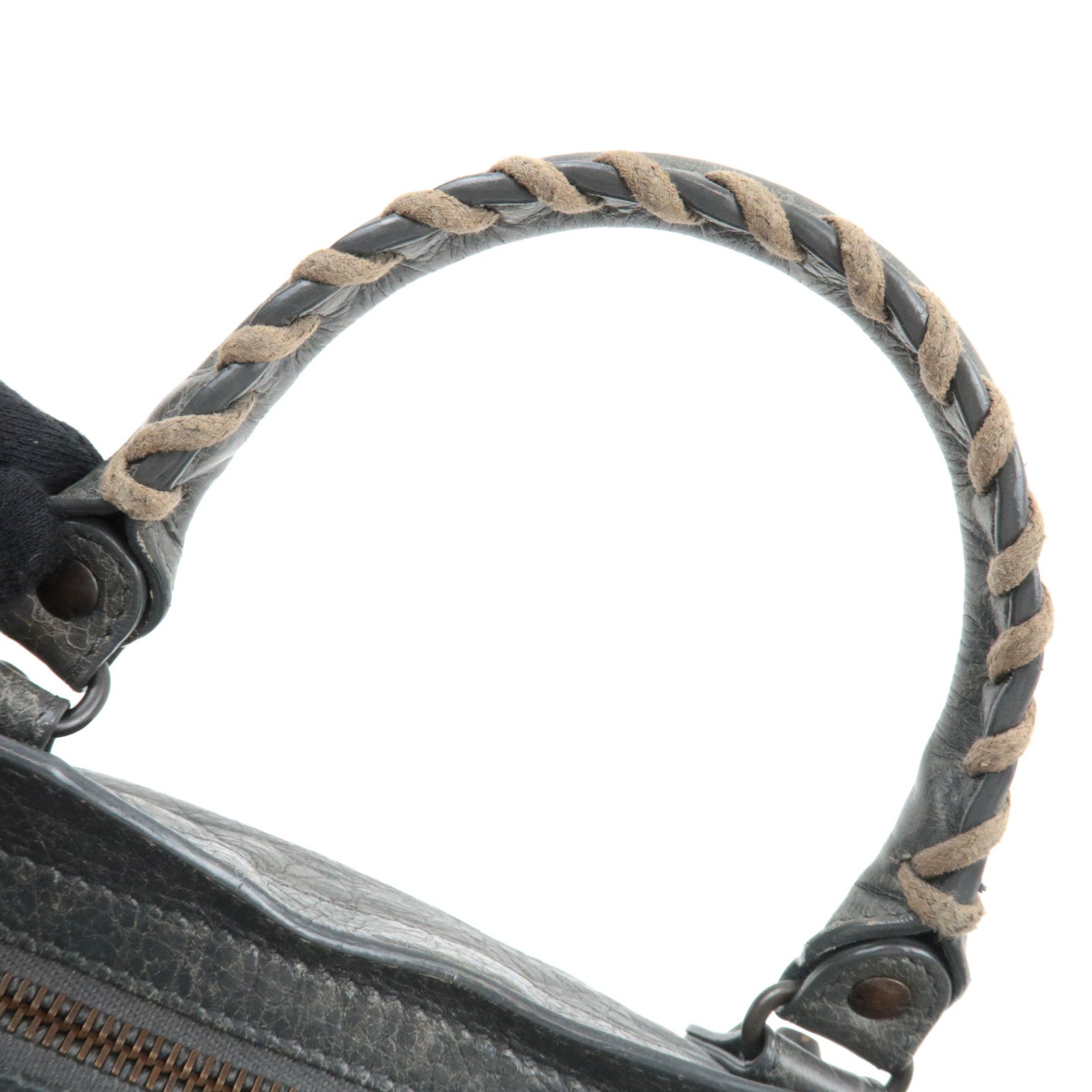 BALENCIAGA Classic Mini City 2Way Handbag Leather Gray 300295 *Strap, Mirror