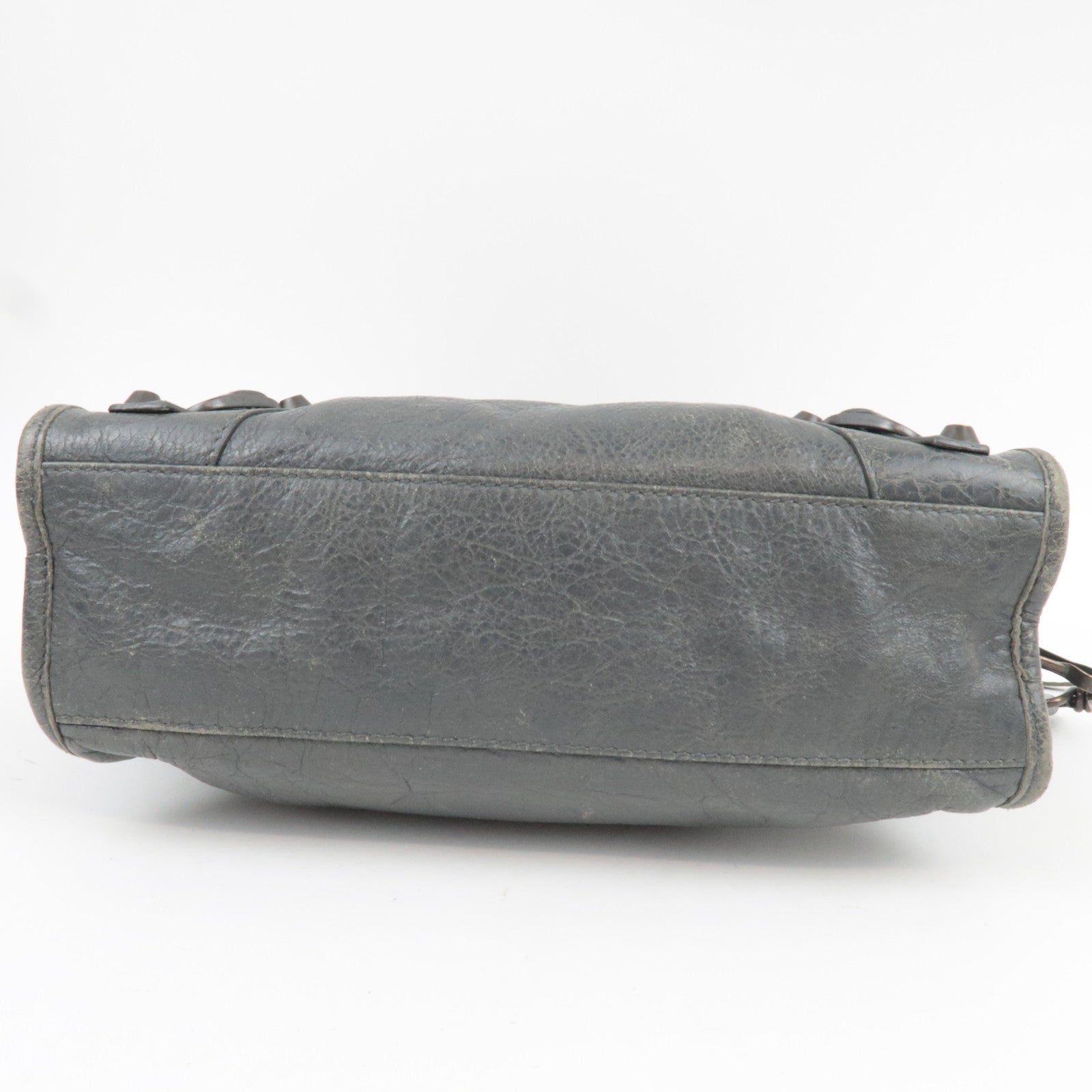 BALENCIAGA Classic Mini City 2Way Handbag Leather Gray 300295 *Strap, Mirror