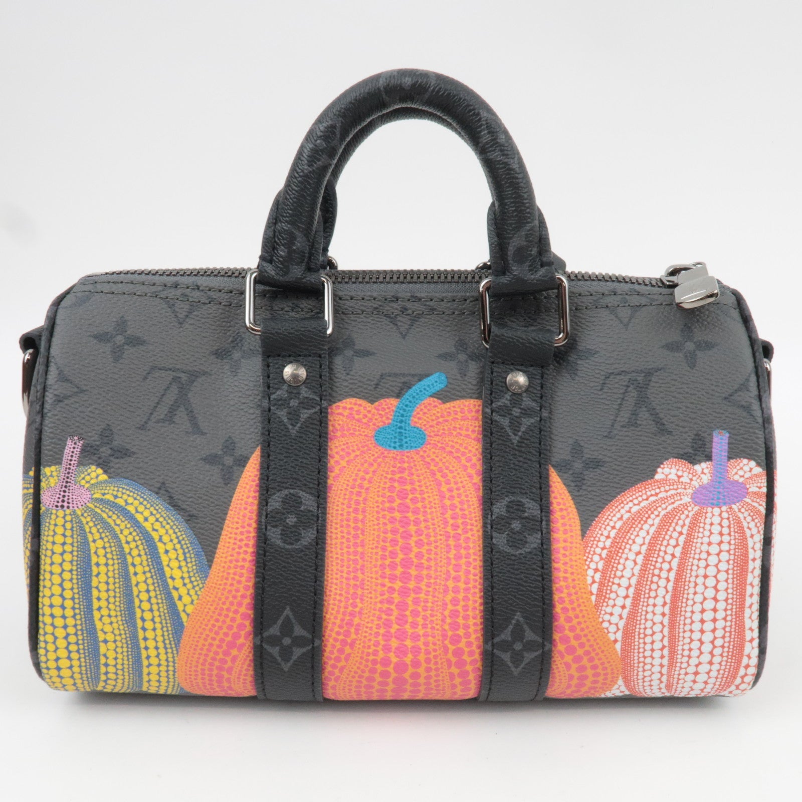 Louis Vuitton Yayoi Kusama Monogram Eclipse Reverse Keepall Bandouliere 25 Handbag M46437 RFID *Box, Dust bag, Strap, Name tag