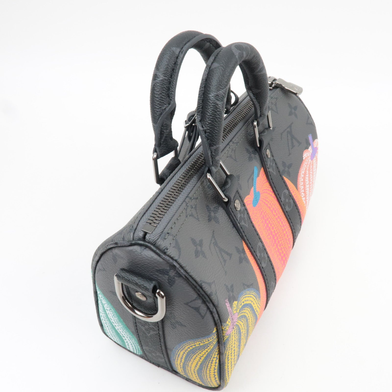 Louis Vuitton Yayoi Kusama Monogram Eclipse Reverse Keepall Bandouliere 25 Handbag M46437 RFID *Box, Dust bag, Strap, Name tag