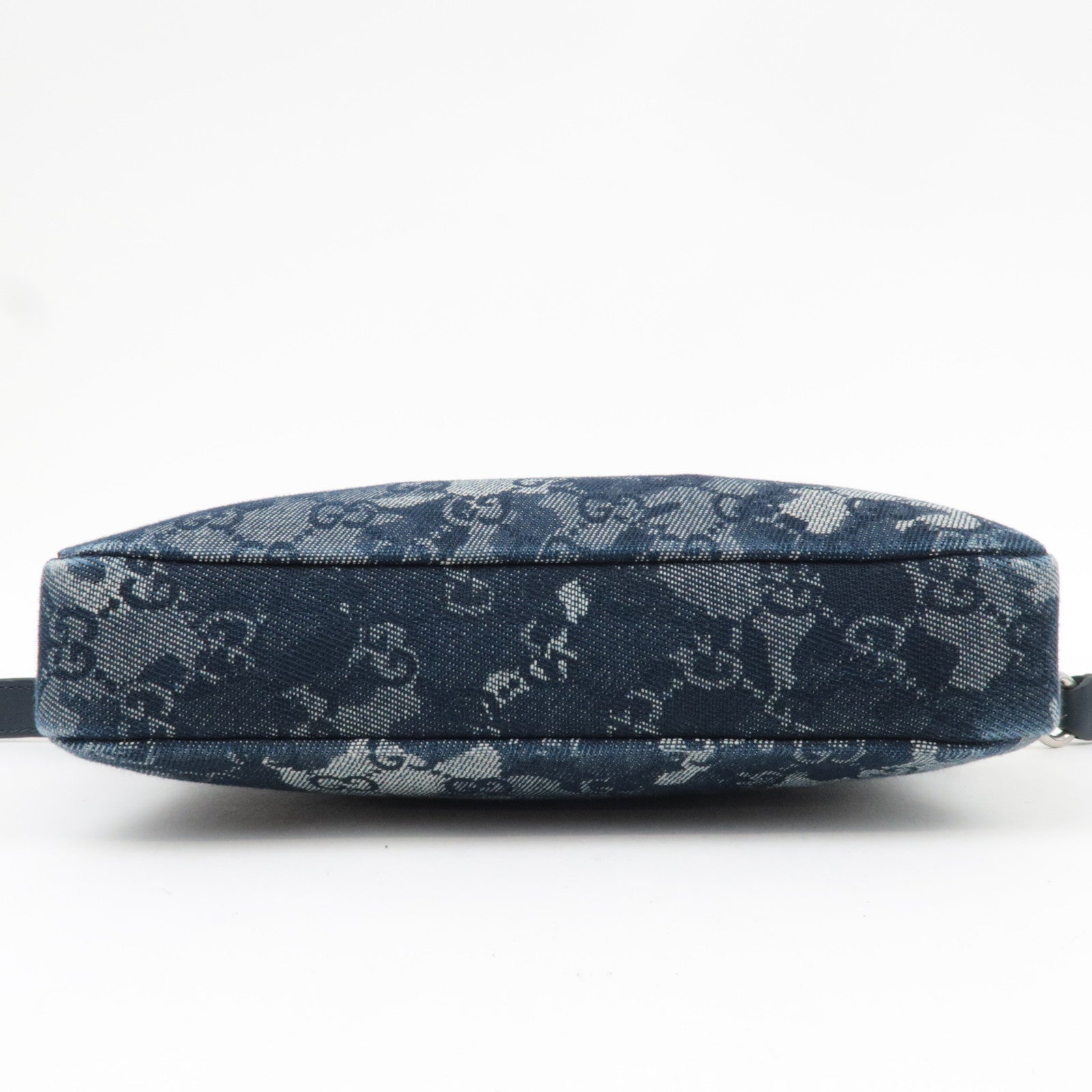 GUCCI GG Denim Small Crossbody Bag Leather Navy 849009