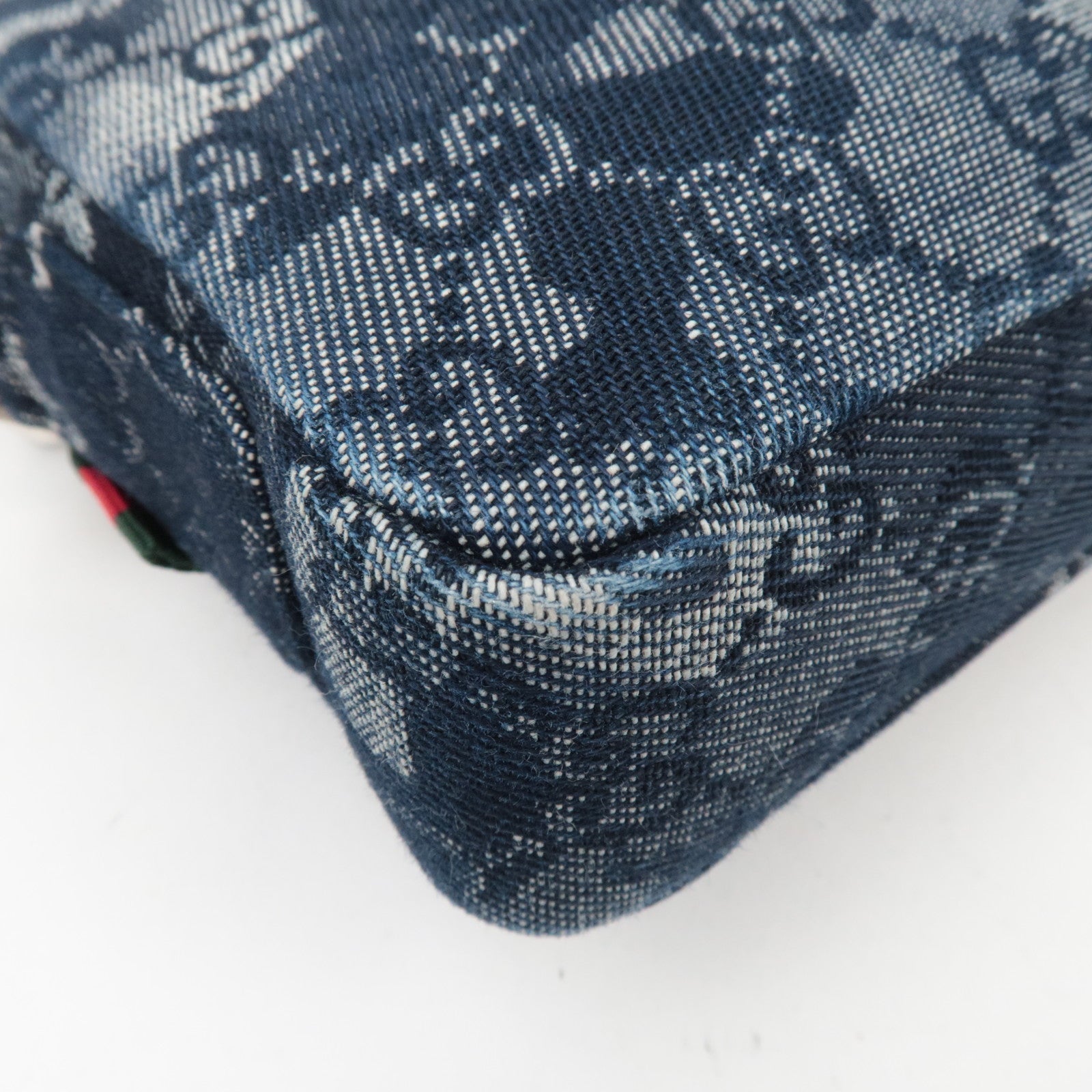 GUCCI GG Denim Small Crossbody Bag Leather Navy 849009