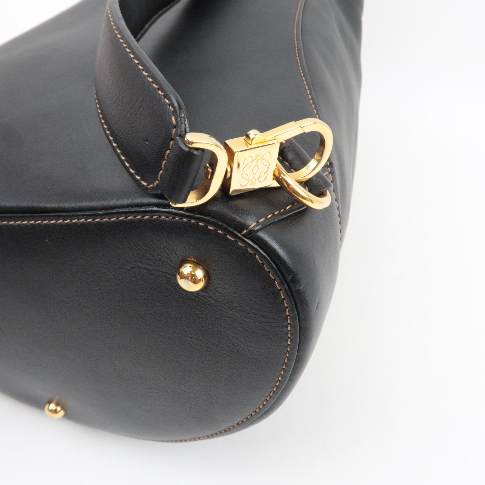 LOEWE Anton Sling Bag Shoulder Bag Leather Black Gold HDW *Pouch