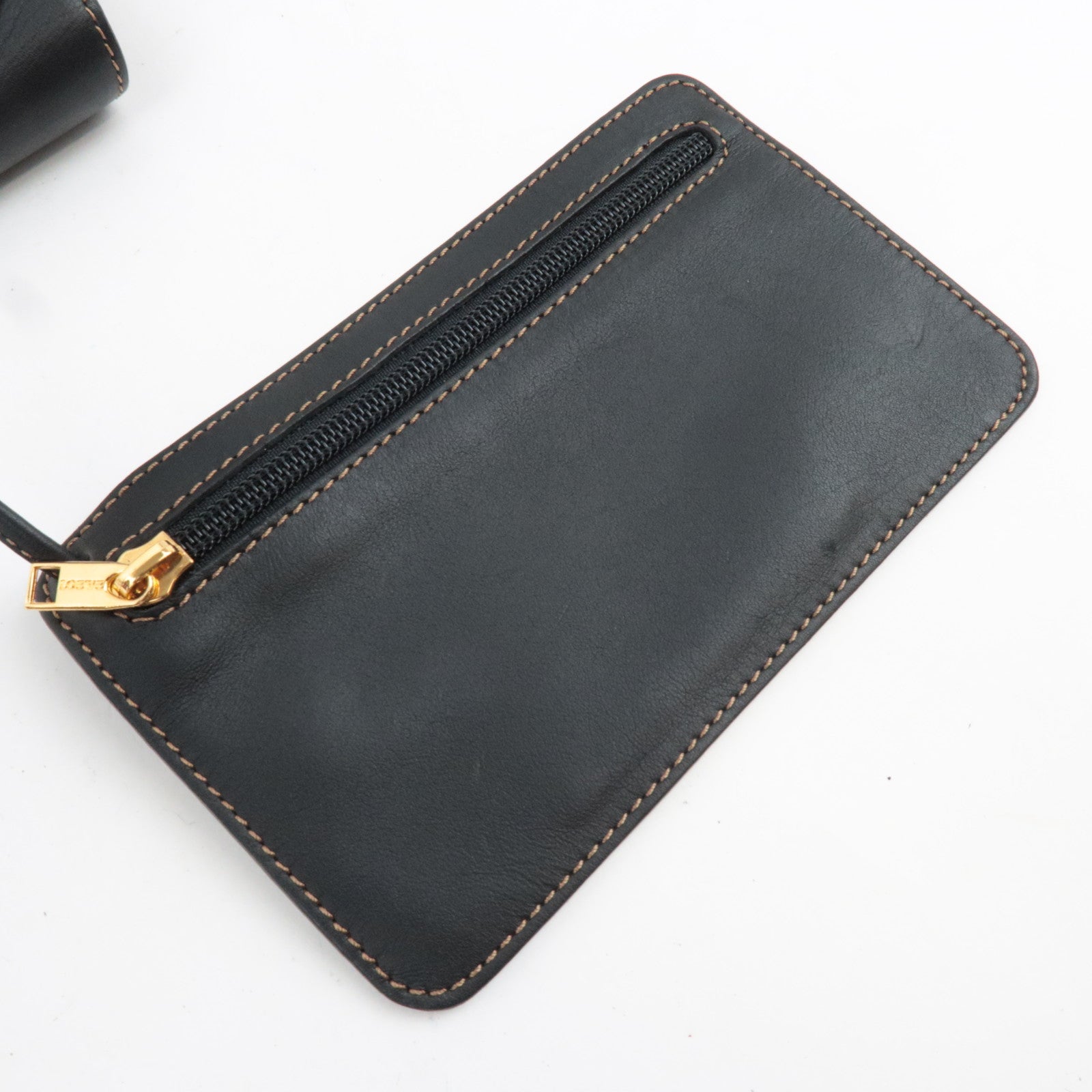 LOEWE Anton Sling Bag Shoulder Bag Leather Black Gold HDW *Pouch