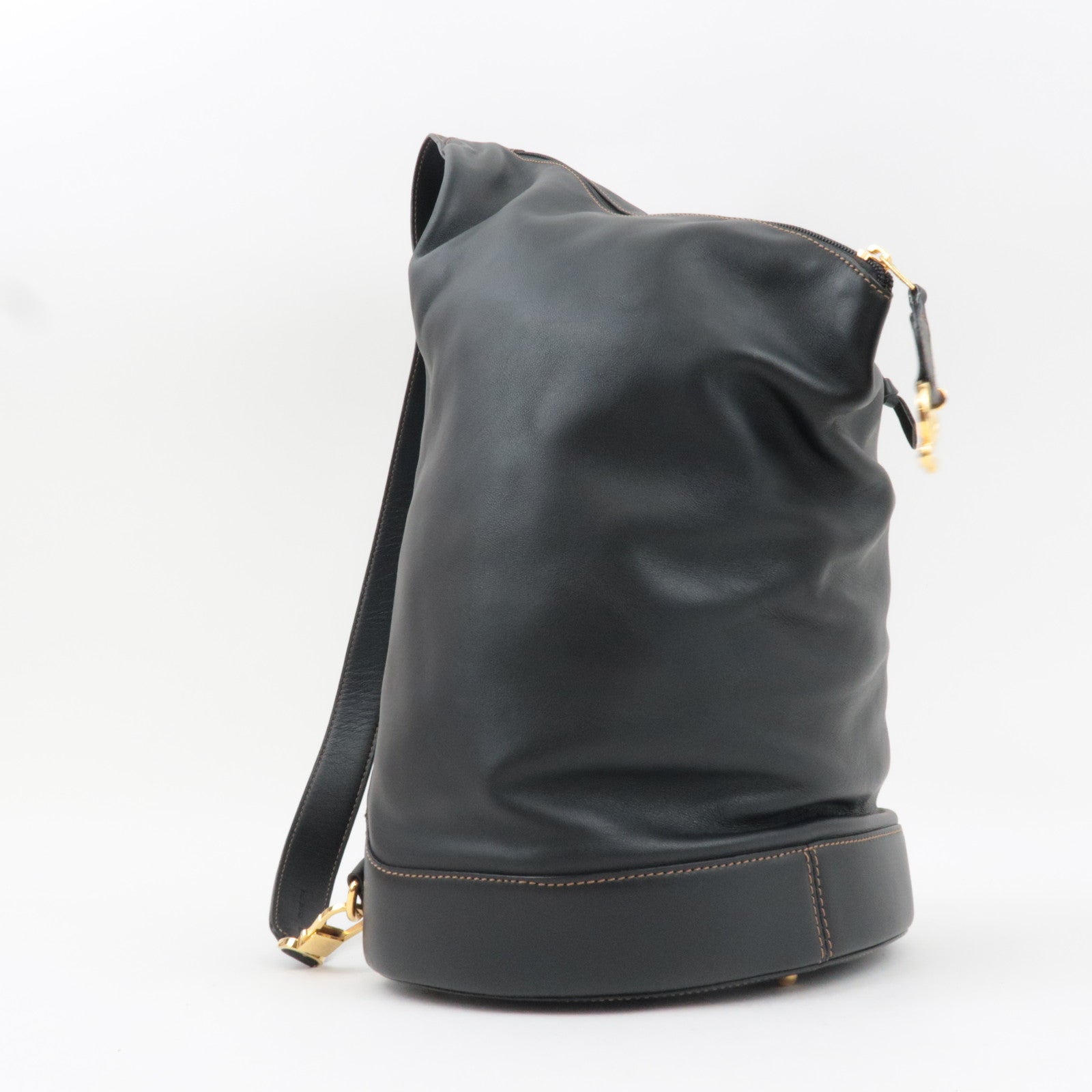 LOEWE Anton Sling Bag Shoulder Bag Leather Black Gold HDW *Pouch