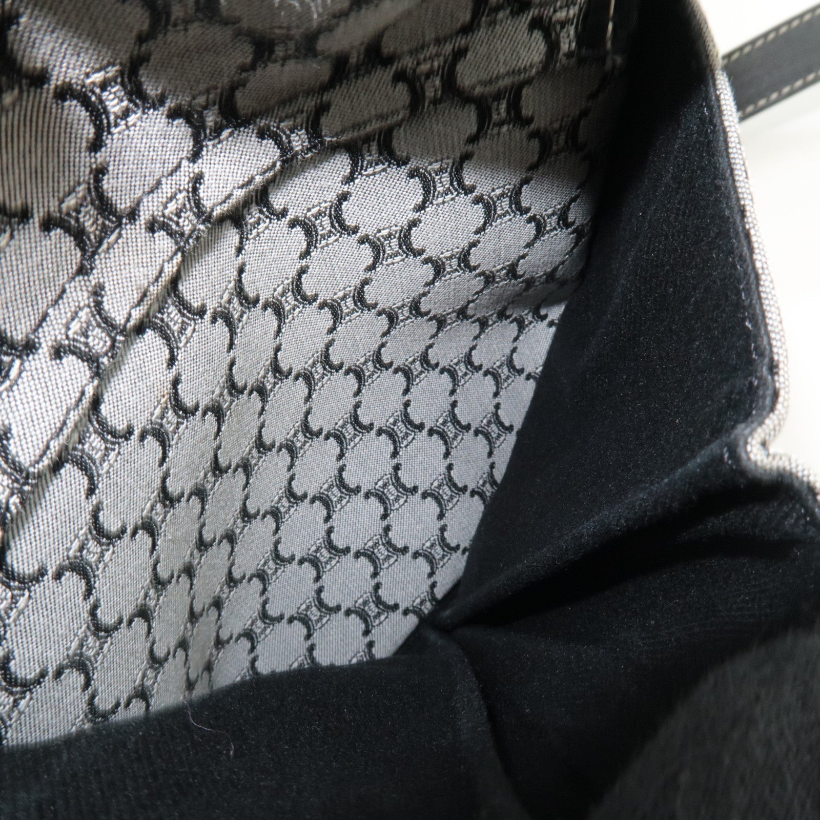 CELINE Macadam Shoulder Bag Canvas Leather Gray Navy