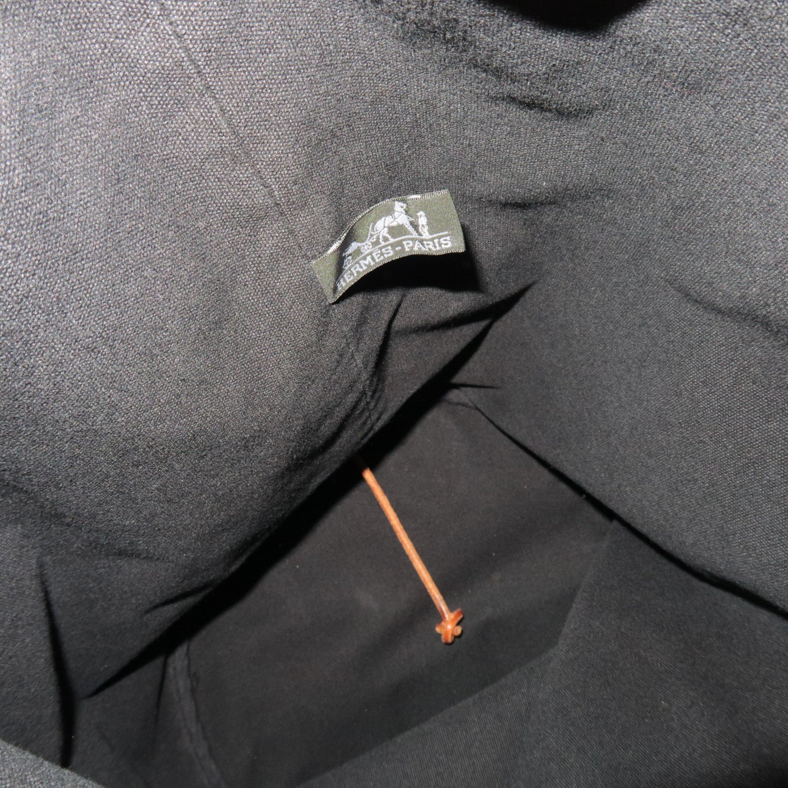 HERMES Polochon Mimile GM Shoulder Bag Canvas Leather Black