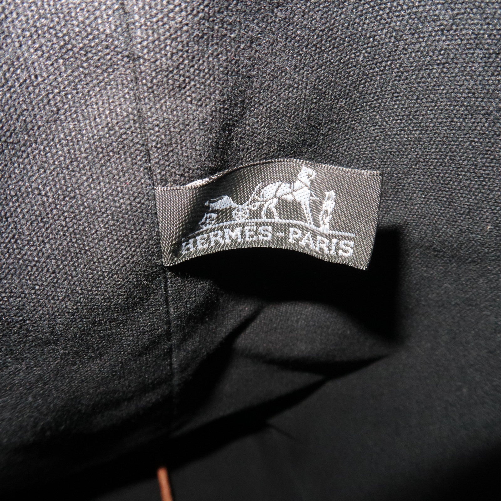 HERMES Polochon Mimile GM Shoulder Bag Canvas Leather Black