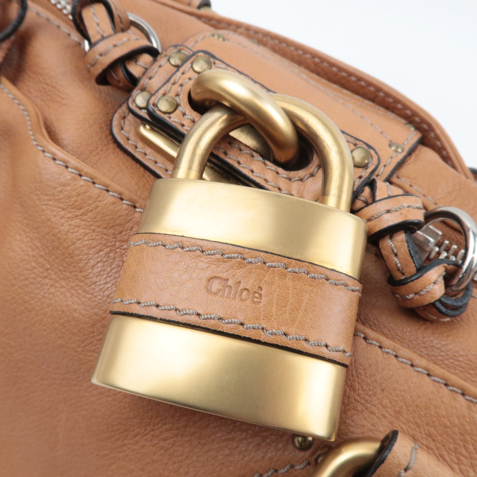 Chloe Paddington Handbag Leather Light Brown *Key Lock