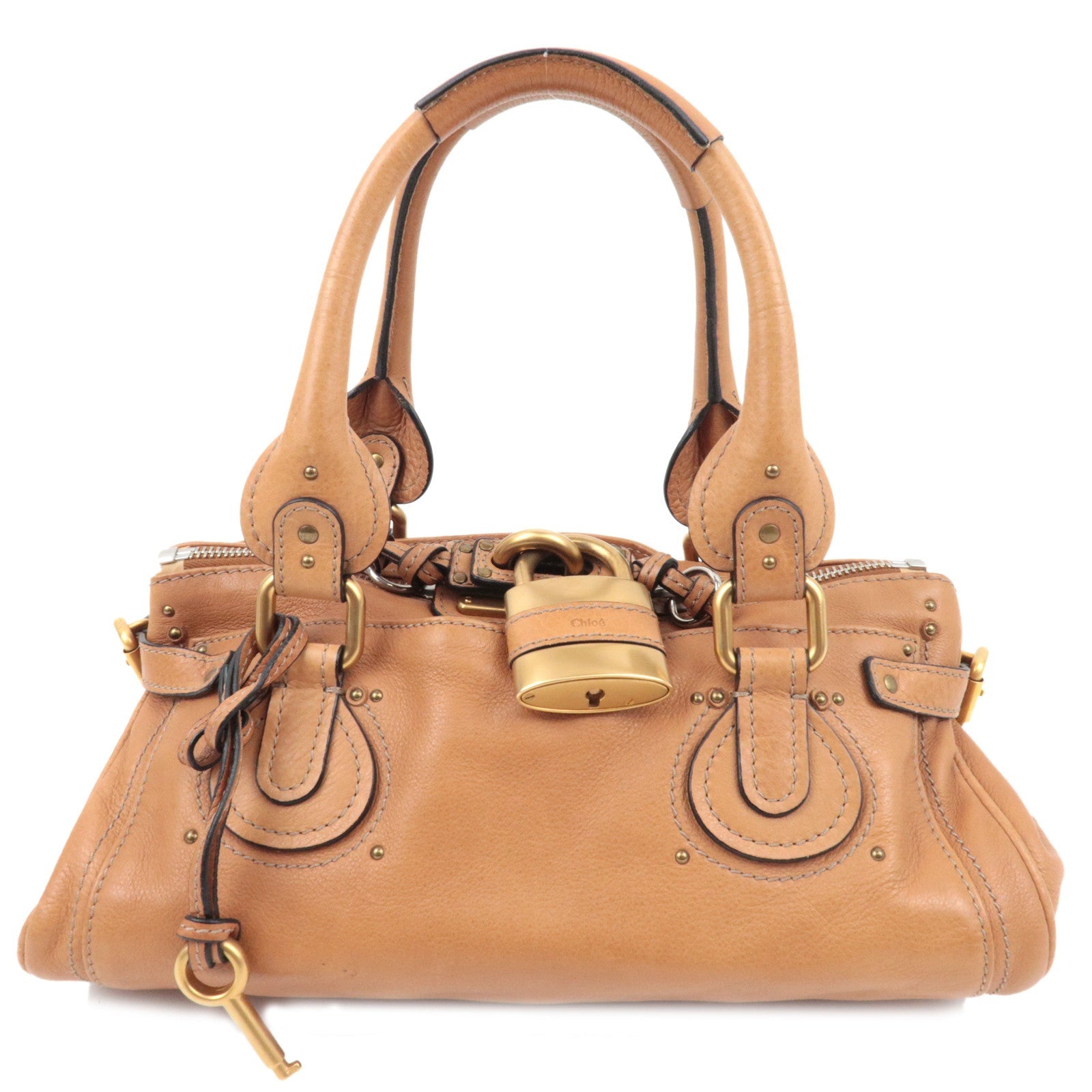Chloe Paddington Handbag Leather Light Brown *Key Lock 81753
