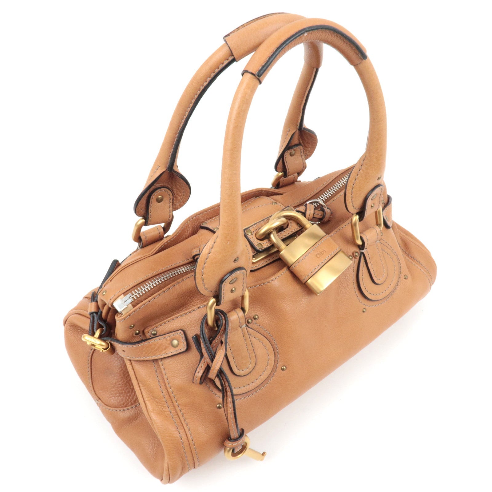 Chloe Paddington Handbag Leather Light Brown *Key Lock