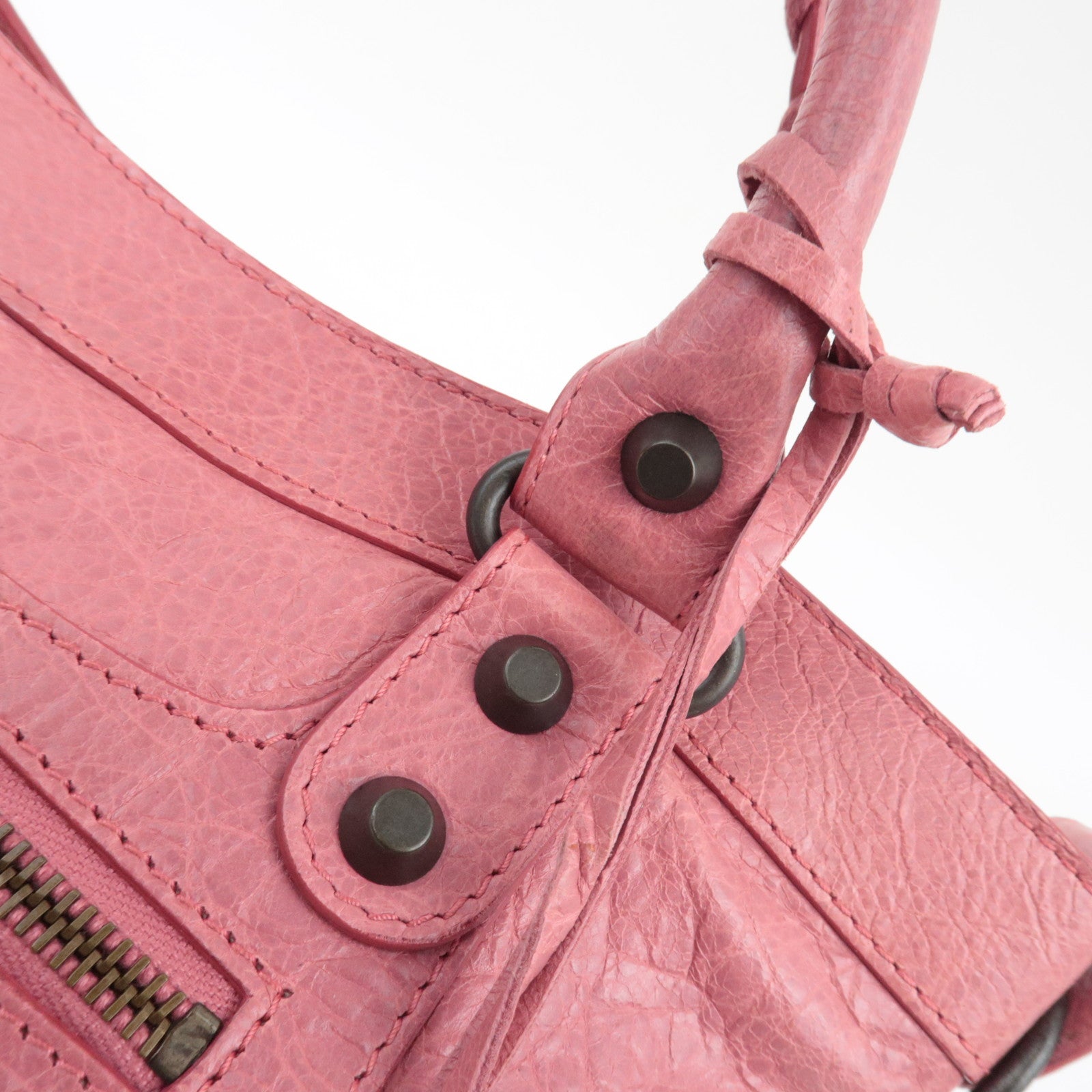 BALENCIAGA The First Handbag Leather Pink 103208 *Mirror