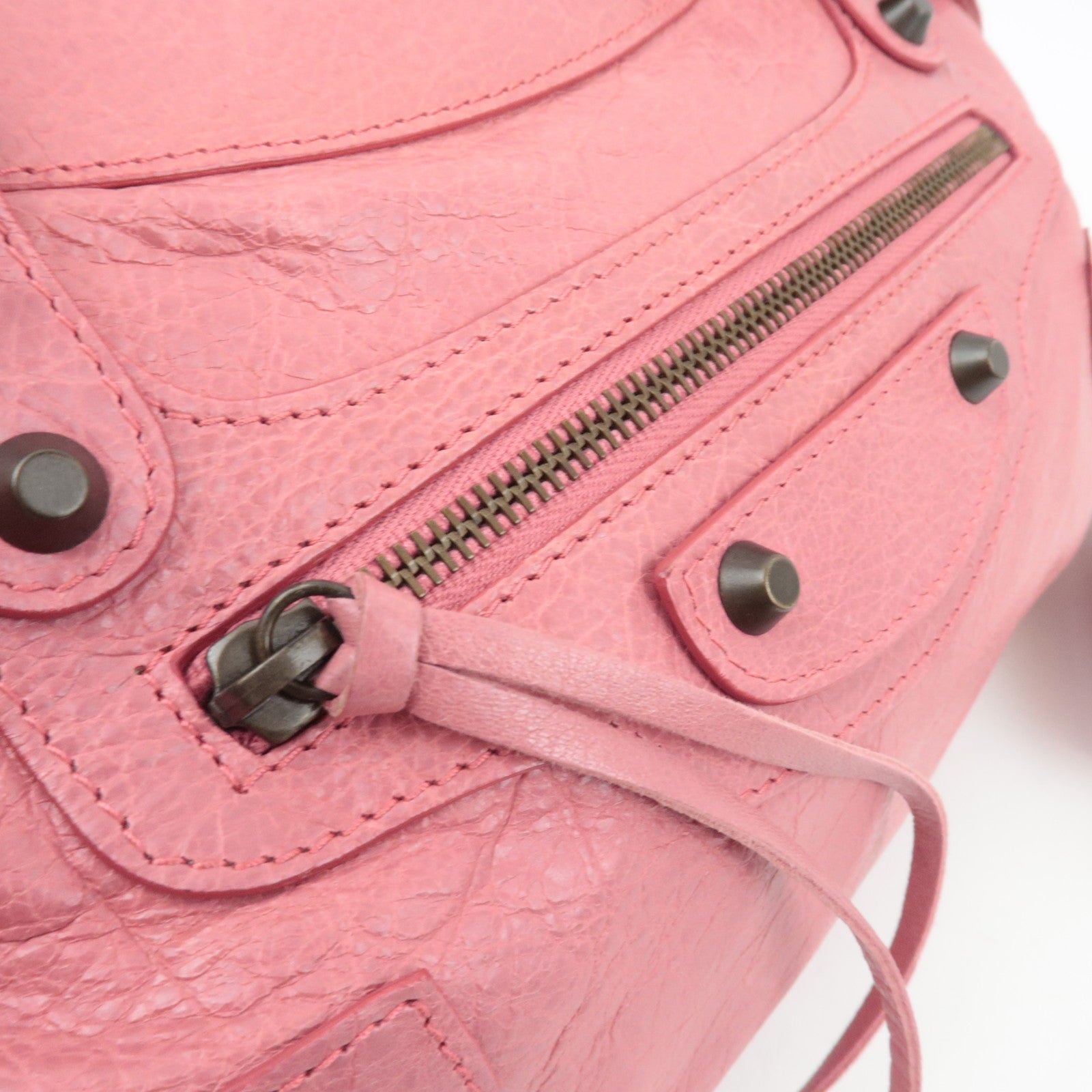 BALENCIAGA The First Handbag Leather Pink 103208 *Mirror