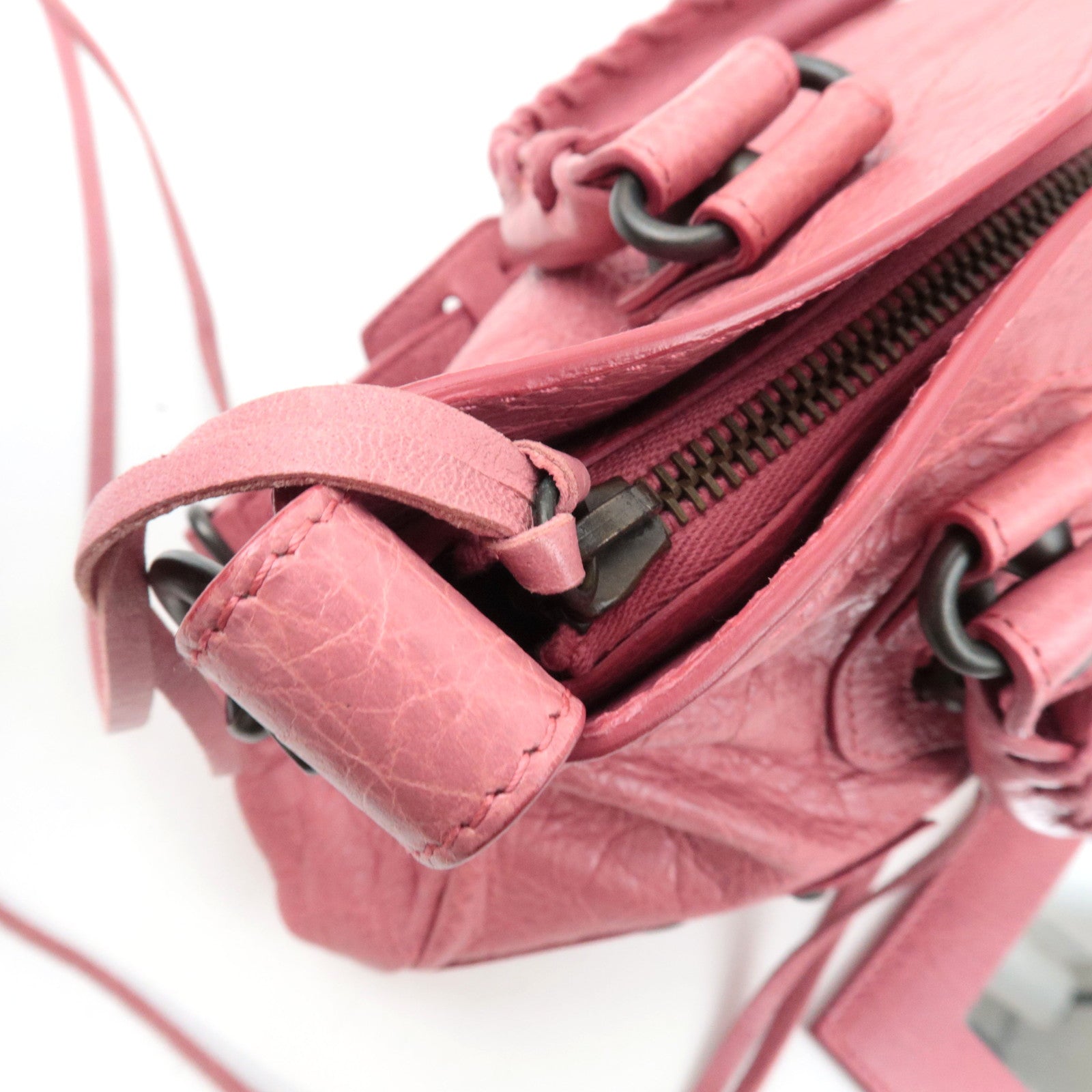 BALENCIAGA The First Handbag Leather Pink 103208 *Mirror