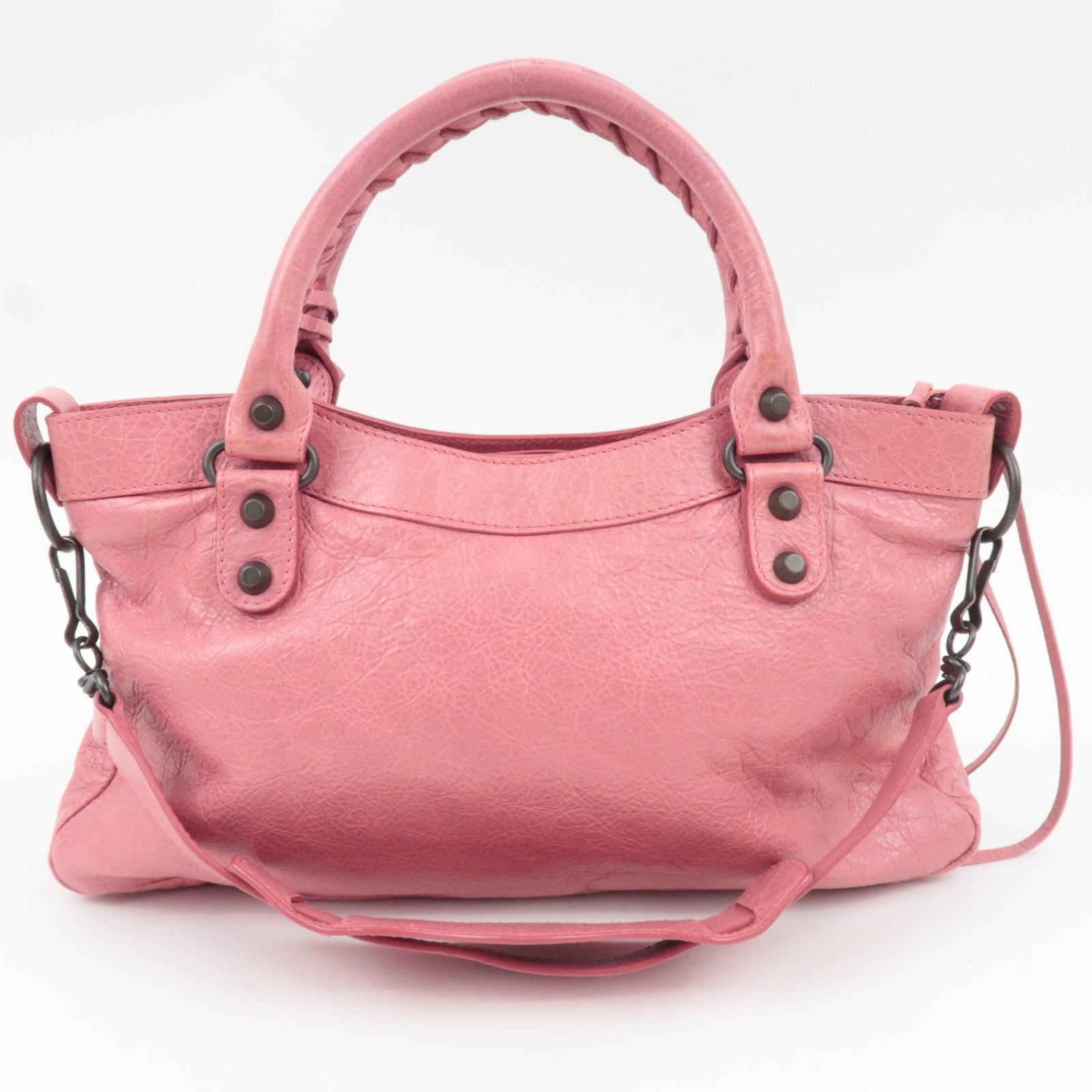 BALENCIAGA The First Handbag Leather Pink 103208 *Mirror