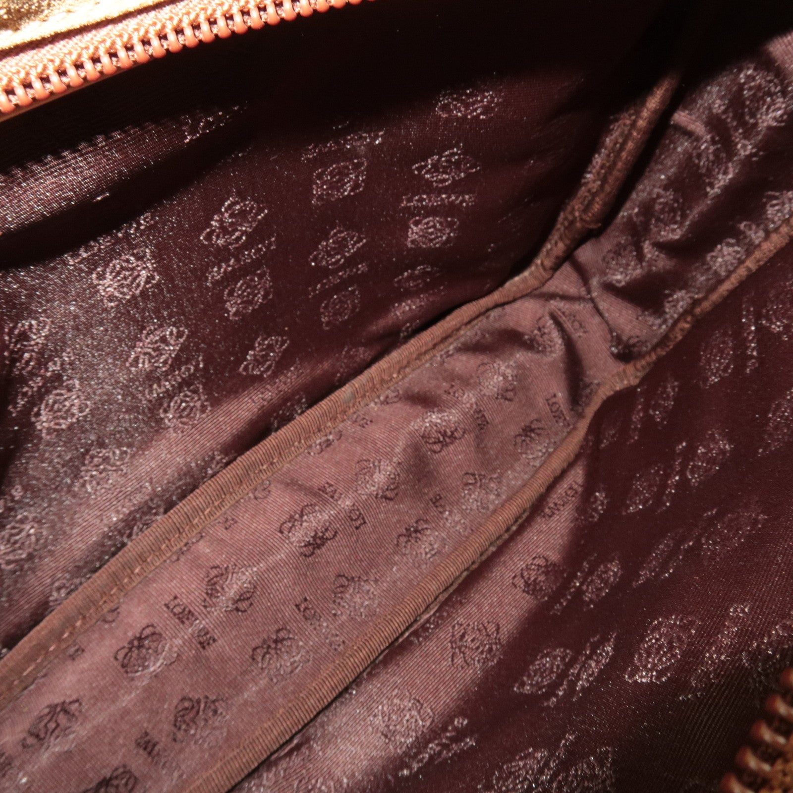 LOEWE Anagram Shoulder Bag Suede Leather Beige Brown