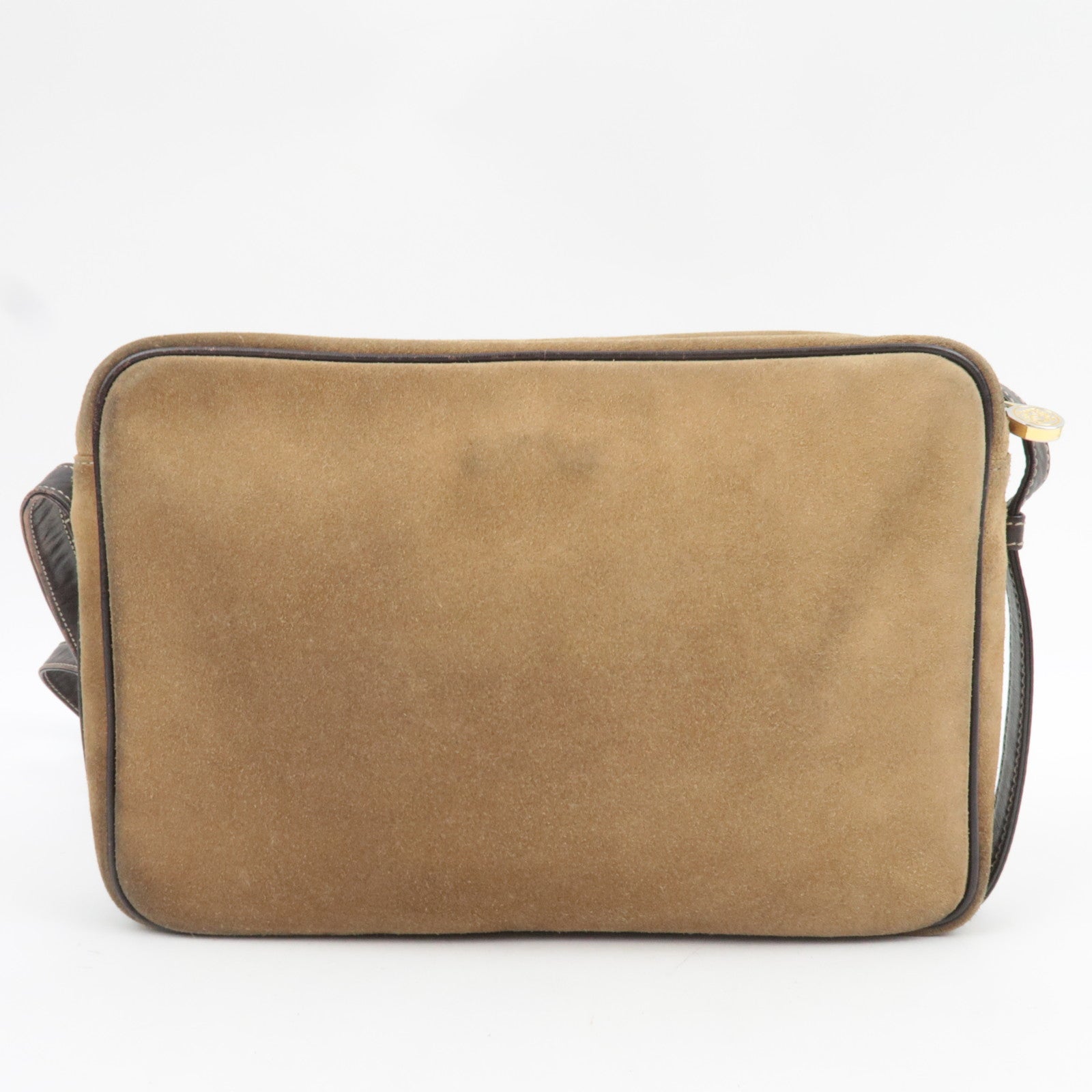 LOEWE Anagram Shoulder Bag Suede Leather Beige Brown
