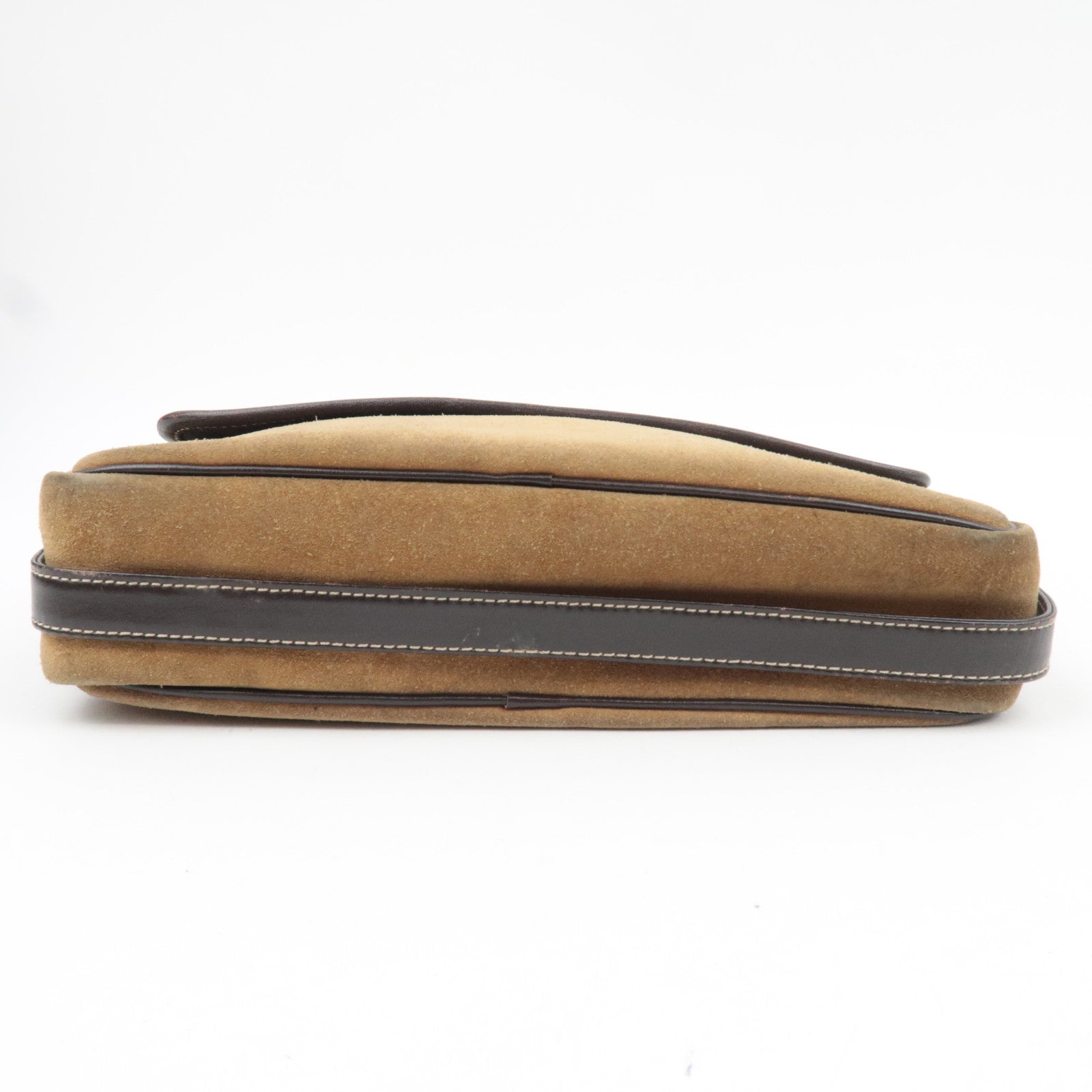 LOEWE Anagram Shoulder Bag Suede Leather Beige Brown